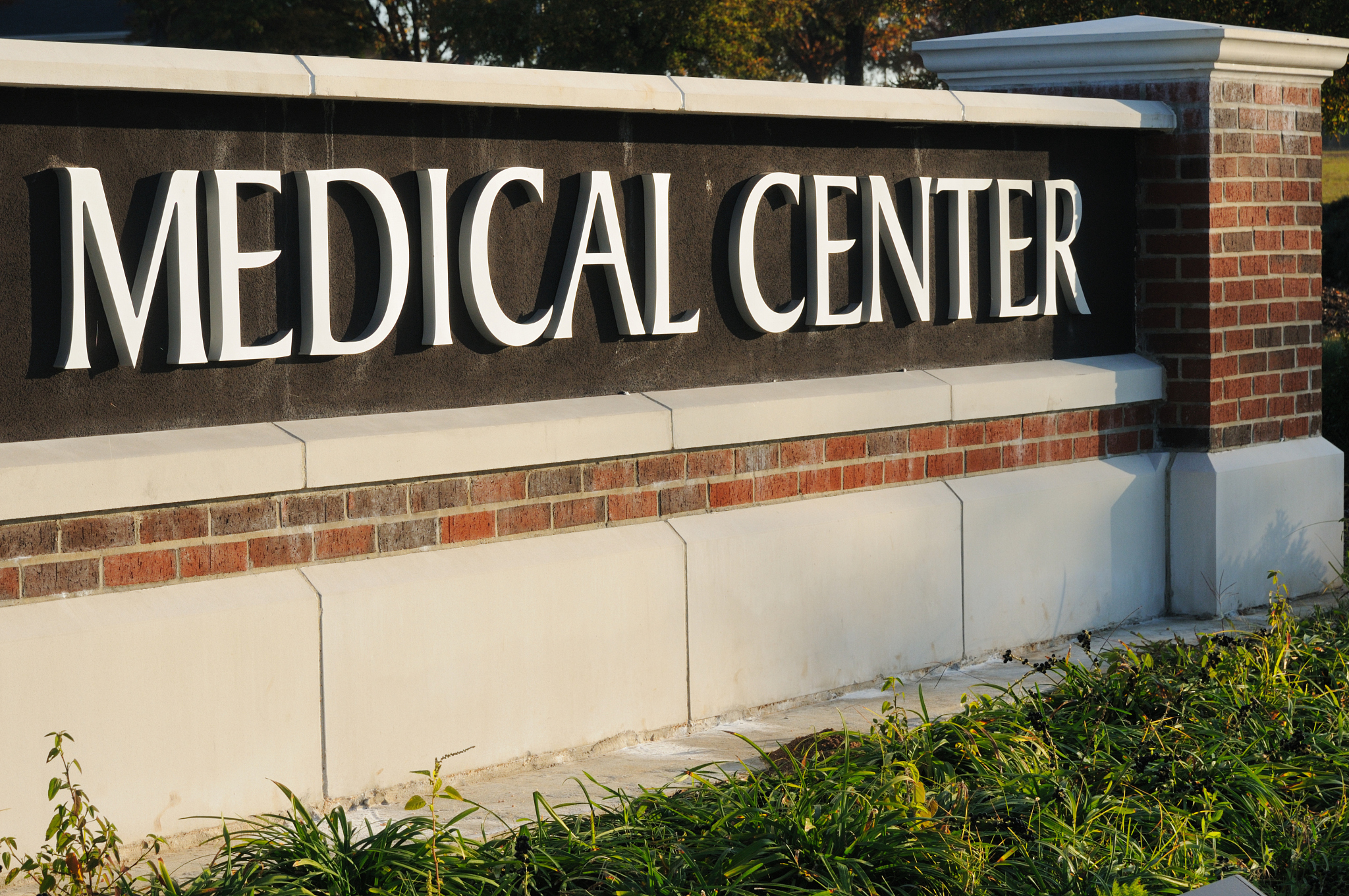 close up of medical center sign
