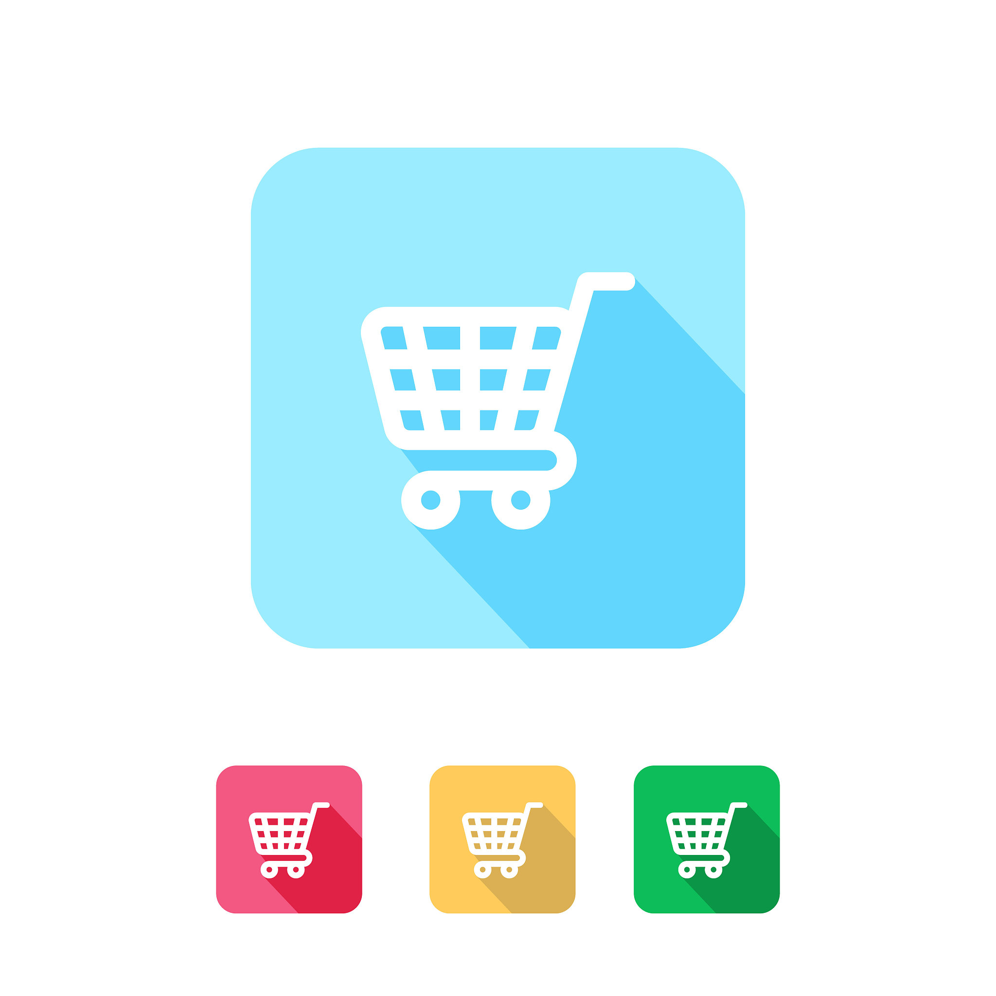 shopping cart with long shadow icon
