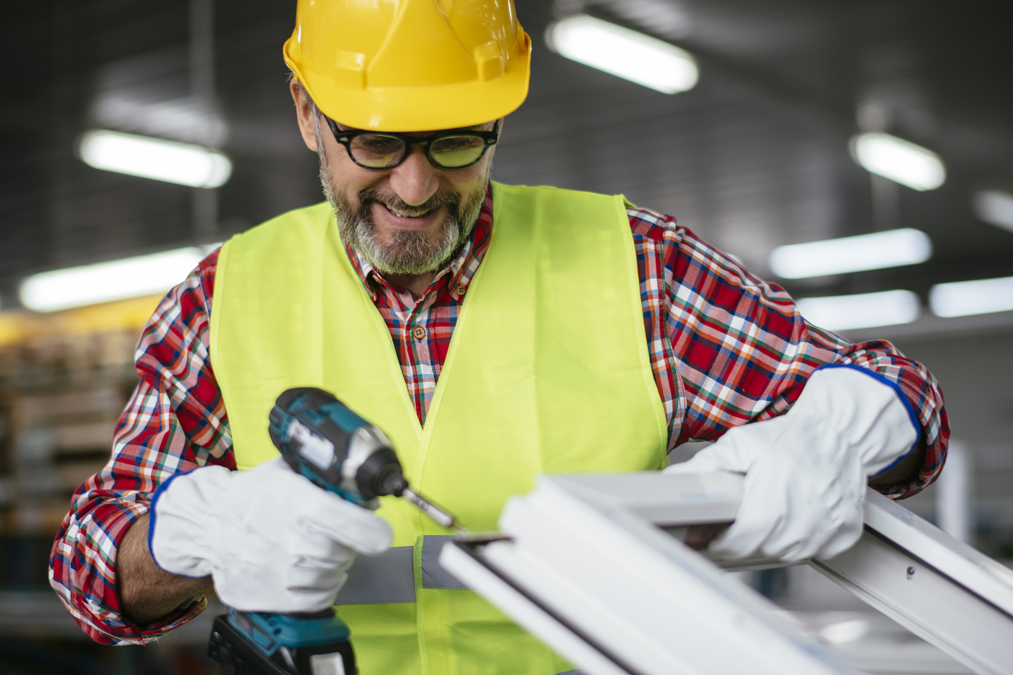 worker in factory stock photo