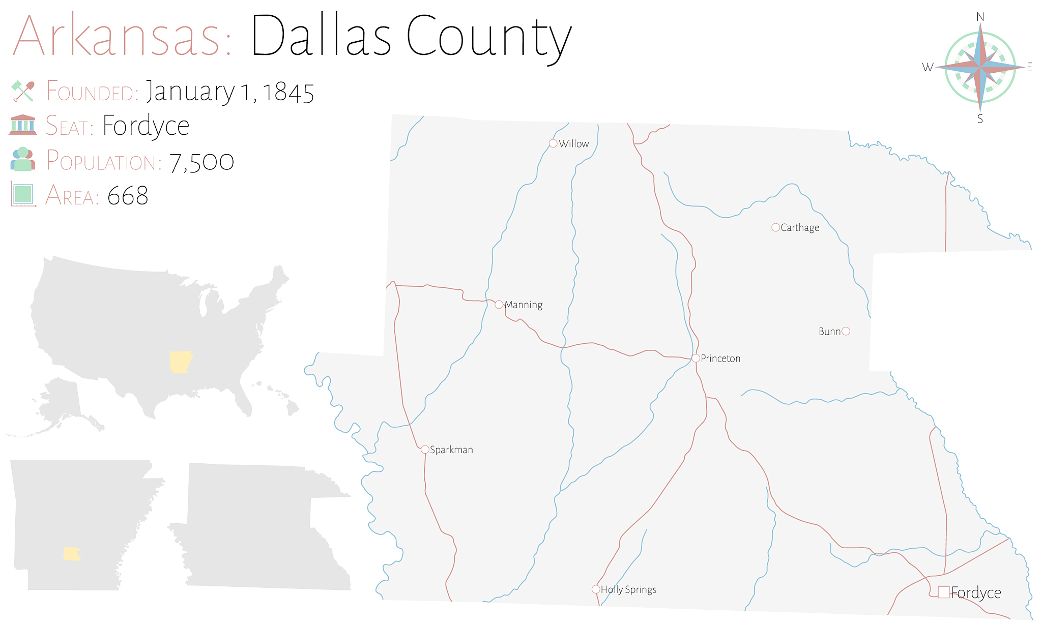 map dallas county in arkansas
