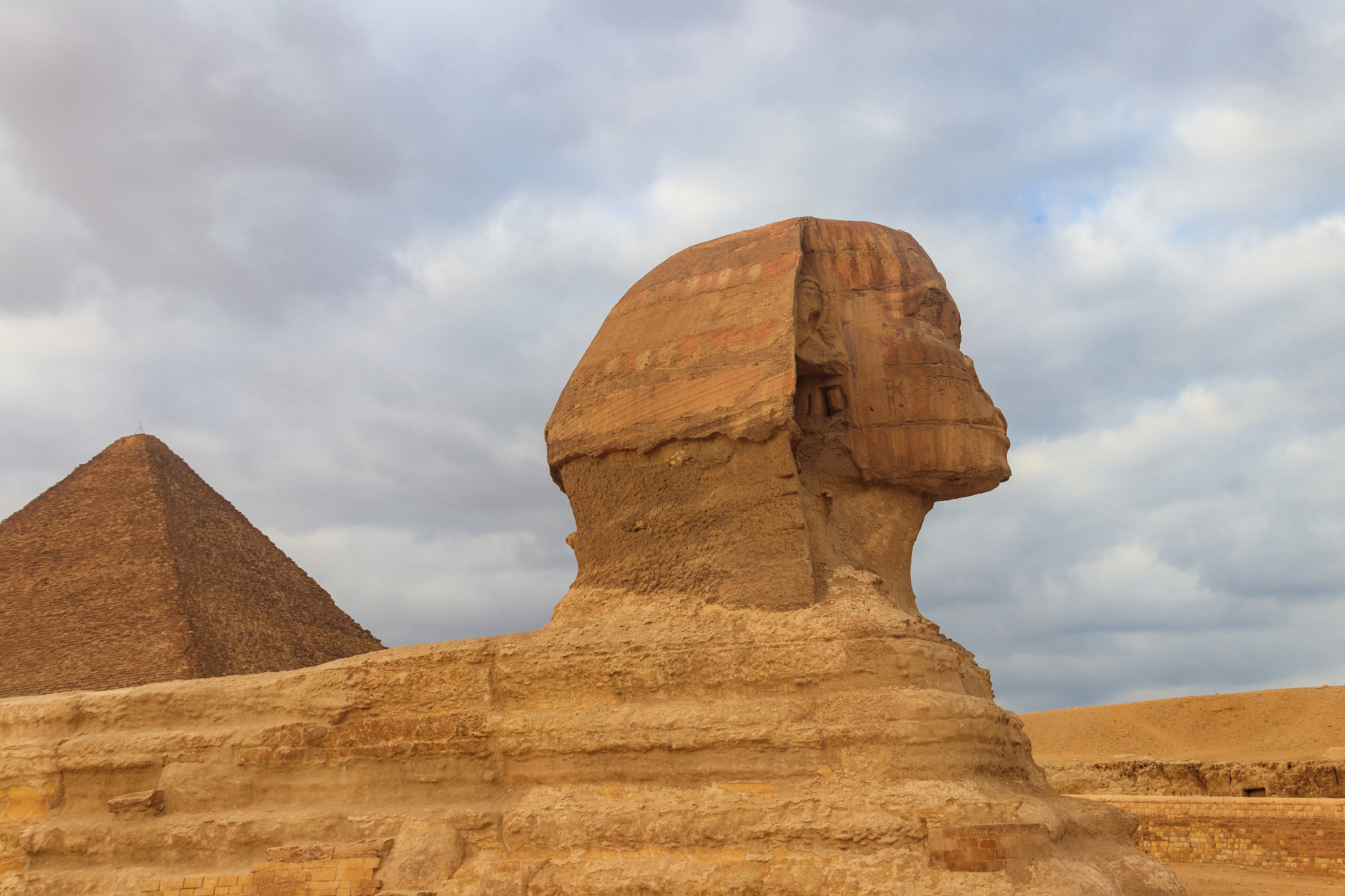 egyptian great sphinx and pyramids of giza in cairo, egypt