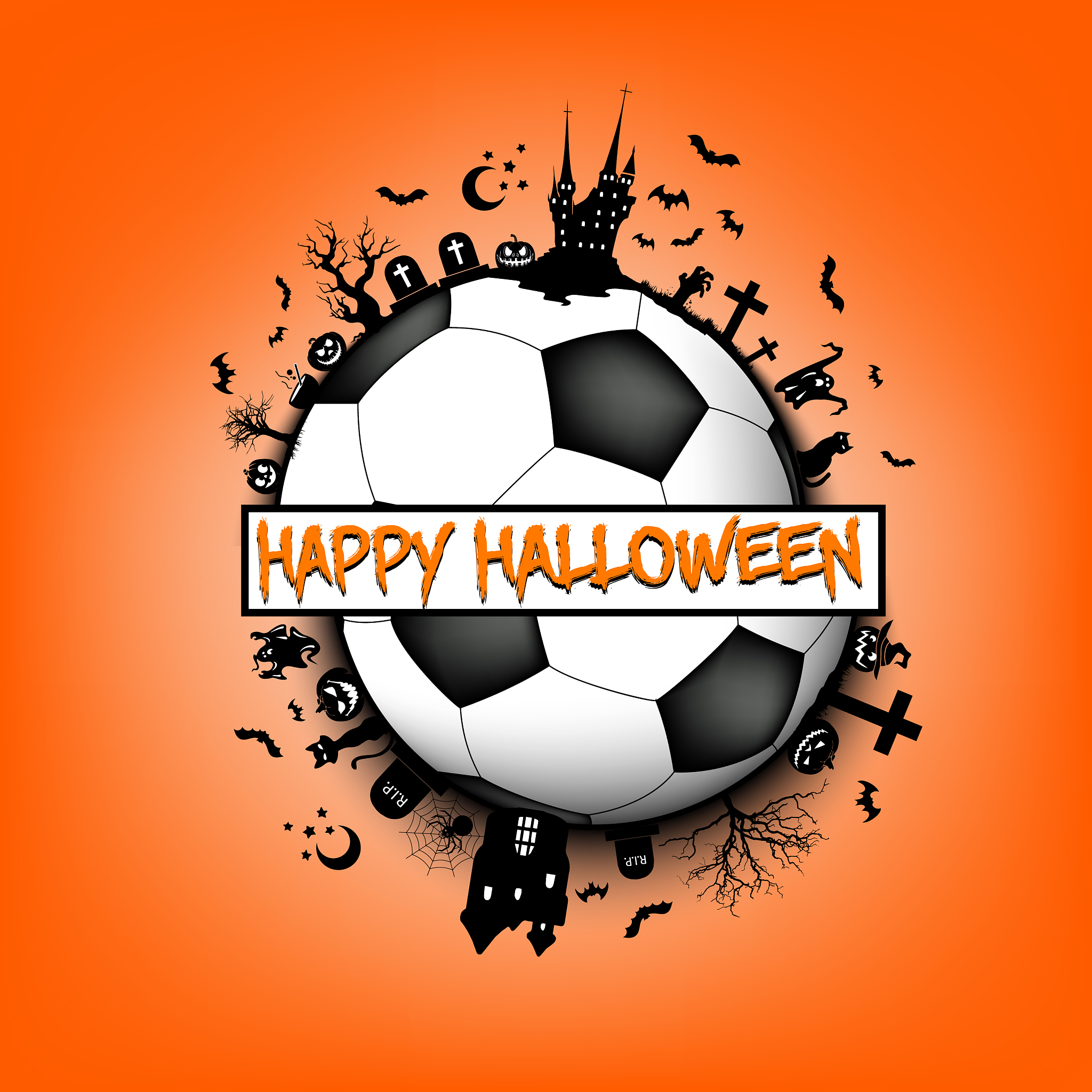 happy halloween and soccer ball