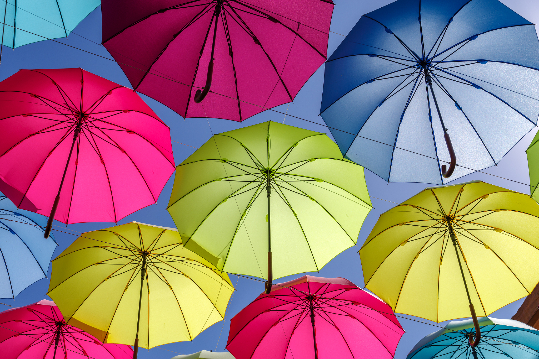 colorful umbrella on the sky