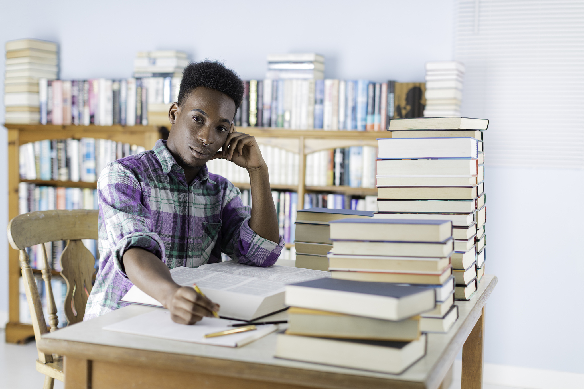black student researching
