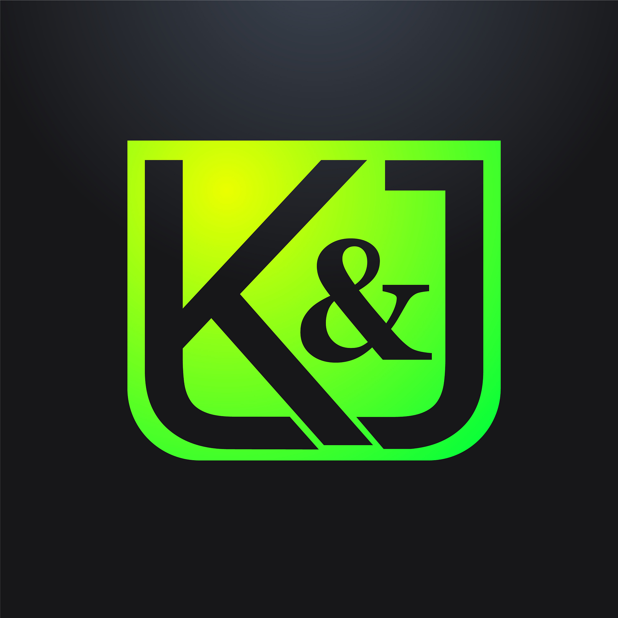 k j letter logo