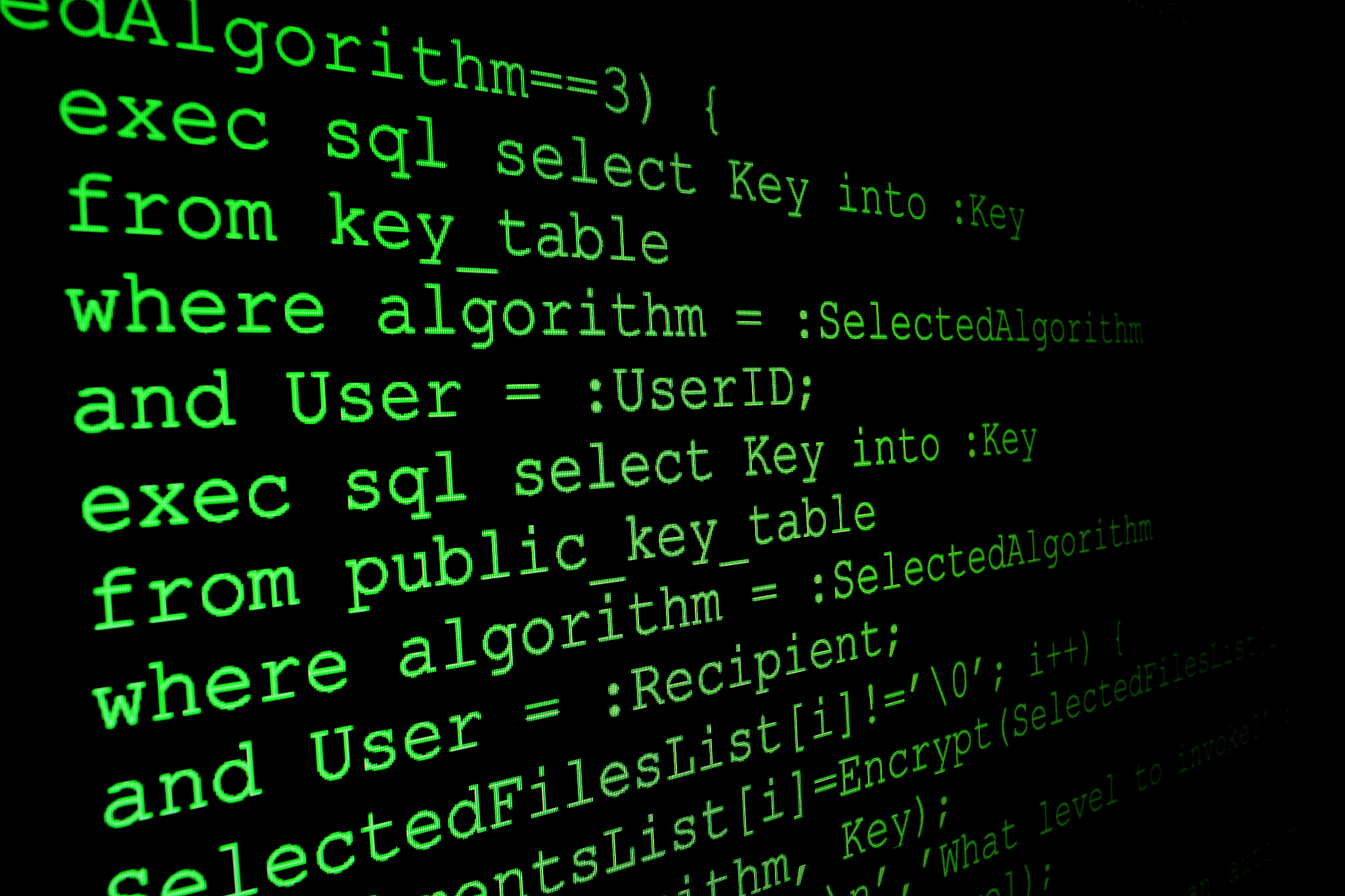 program code on a monitor