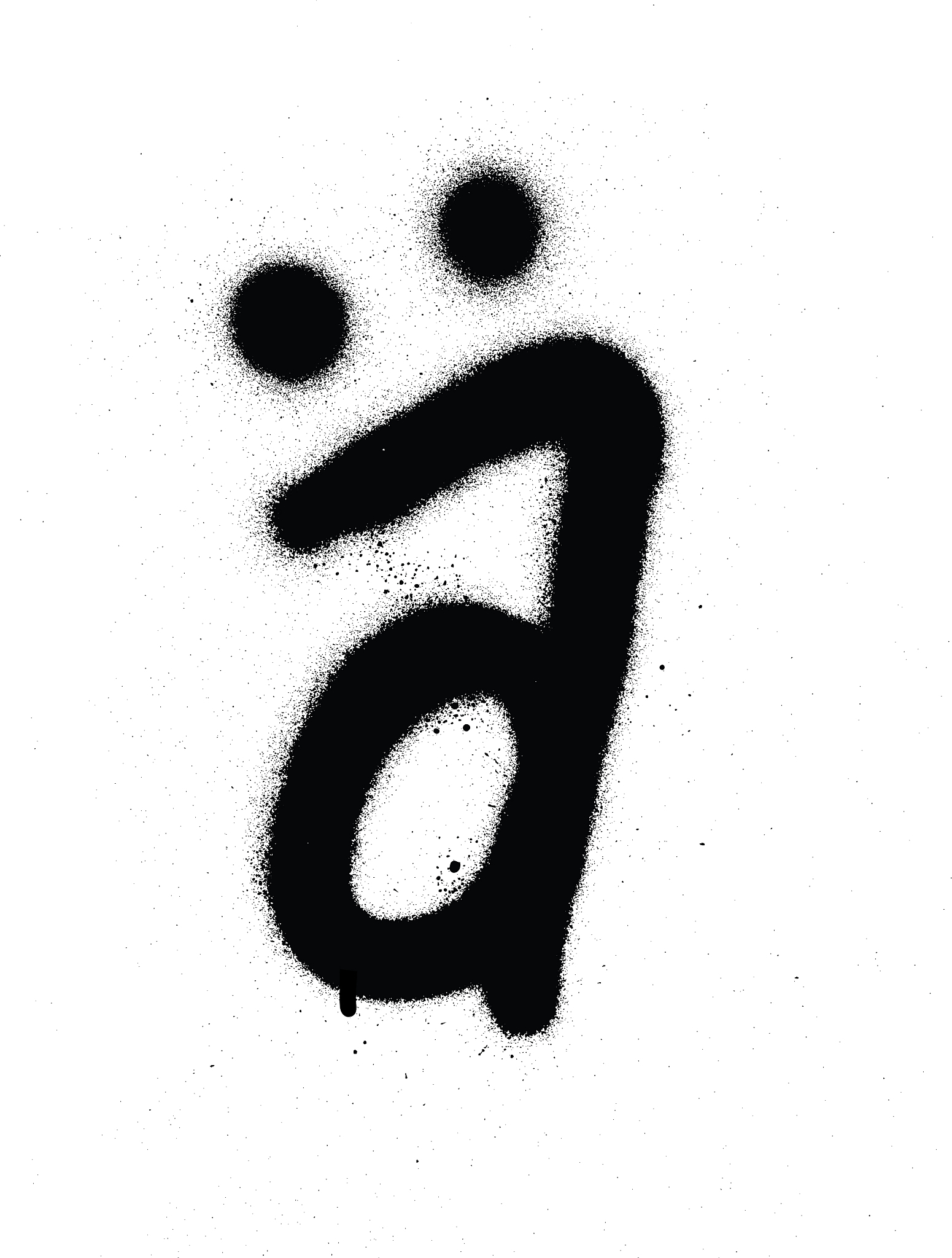 sprayed scandinavian graffiti vowel font in black