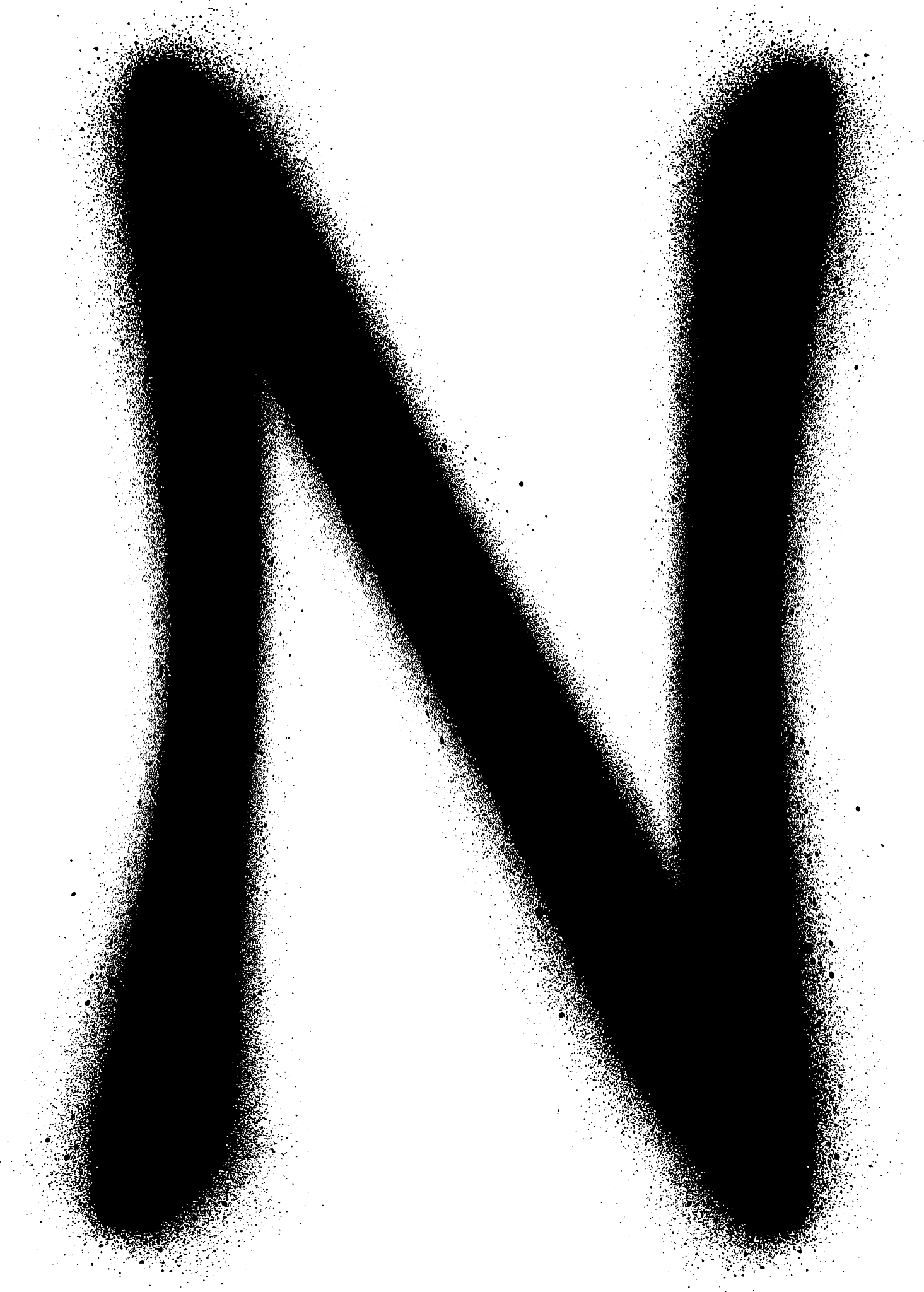 sprayed n font graffiti in black over white