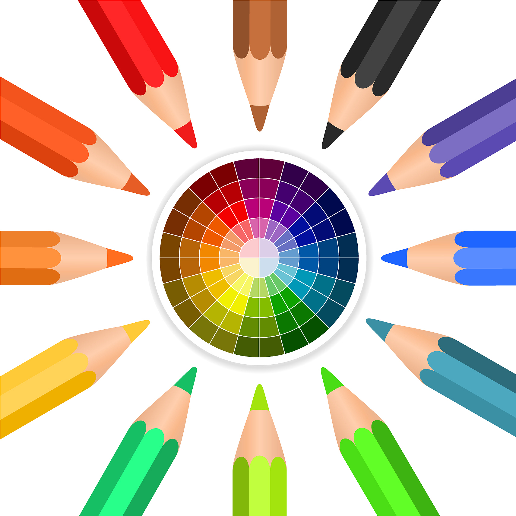 colored pencils arranged in a circle