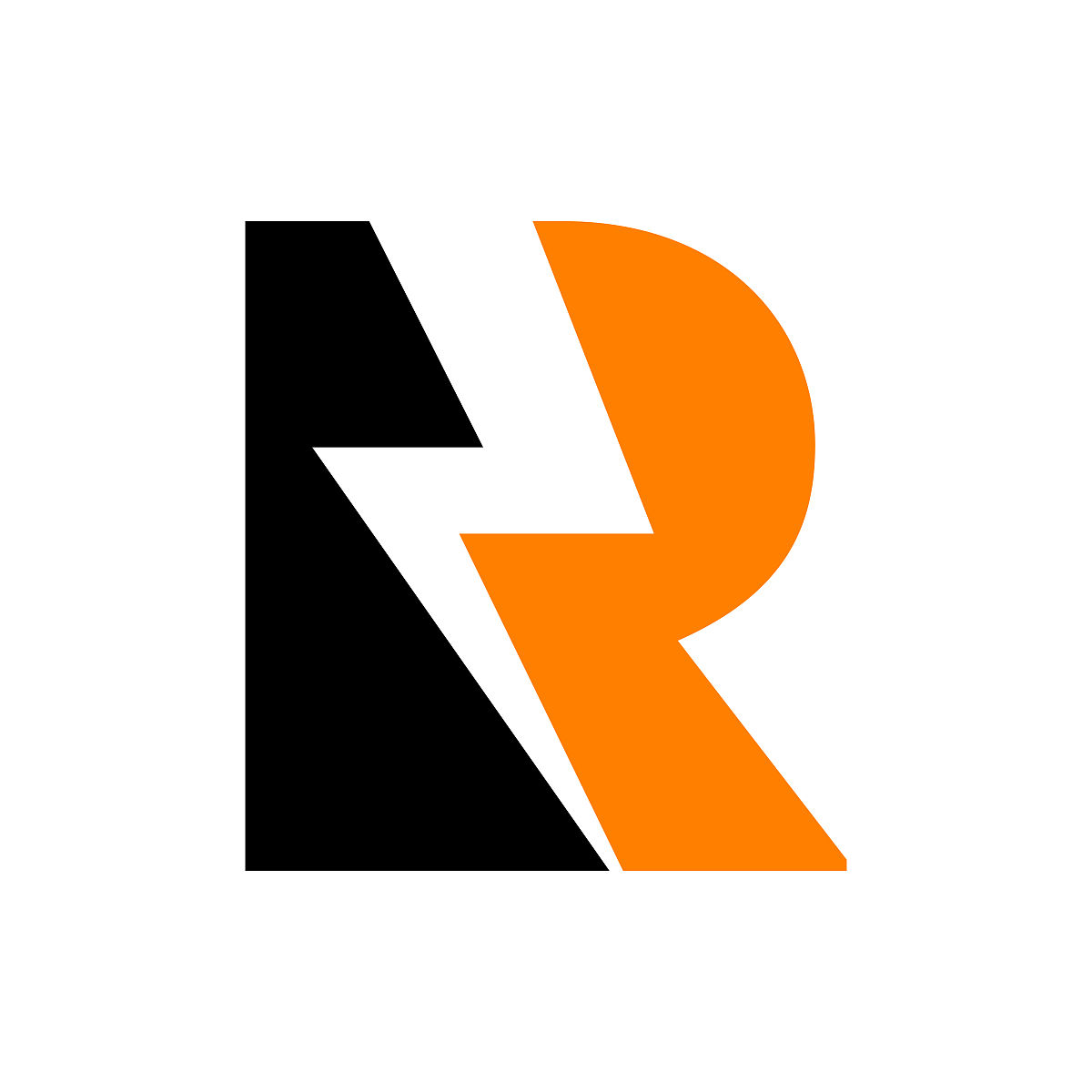 电源标志r字母和闪电能源技术.电源r字母标志设计与闪电雷螺栓模板