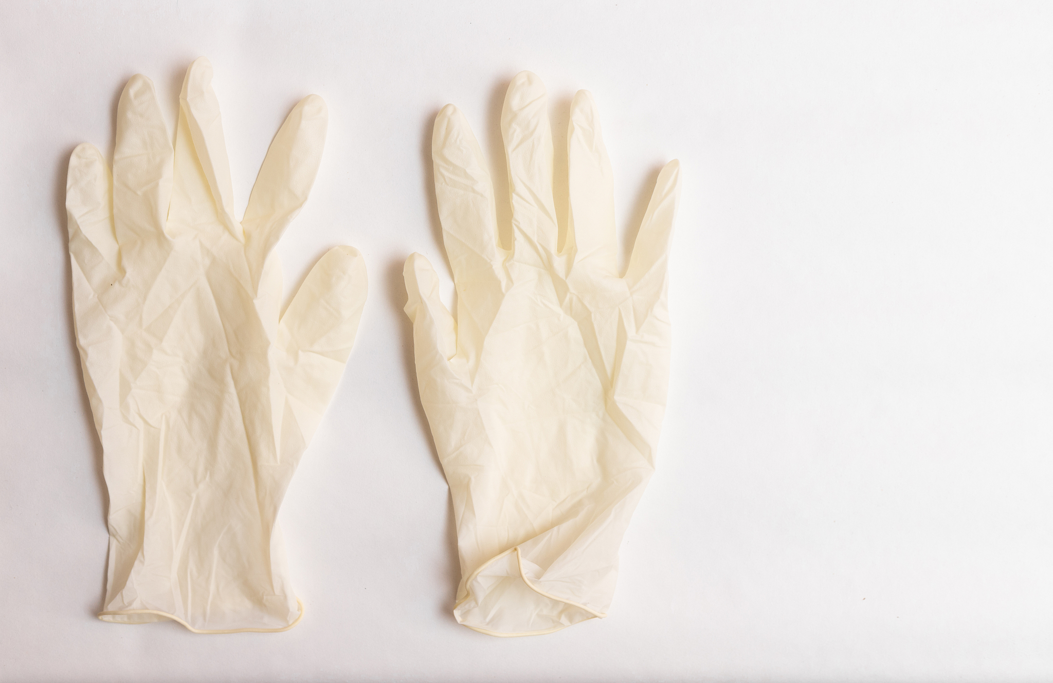 medical gloves on a white background. treatment of a coronavirus
