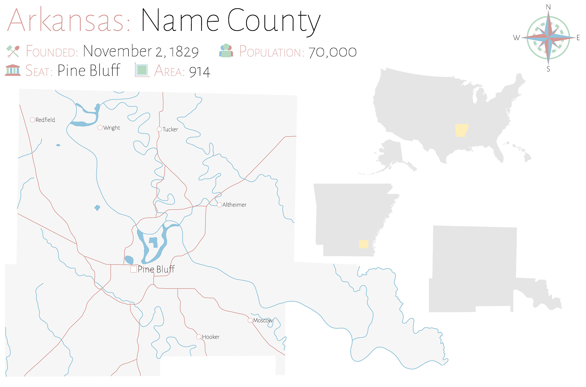 map of name  county in arkansas