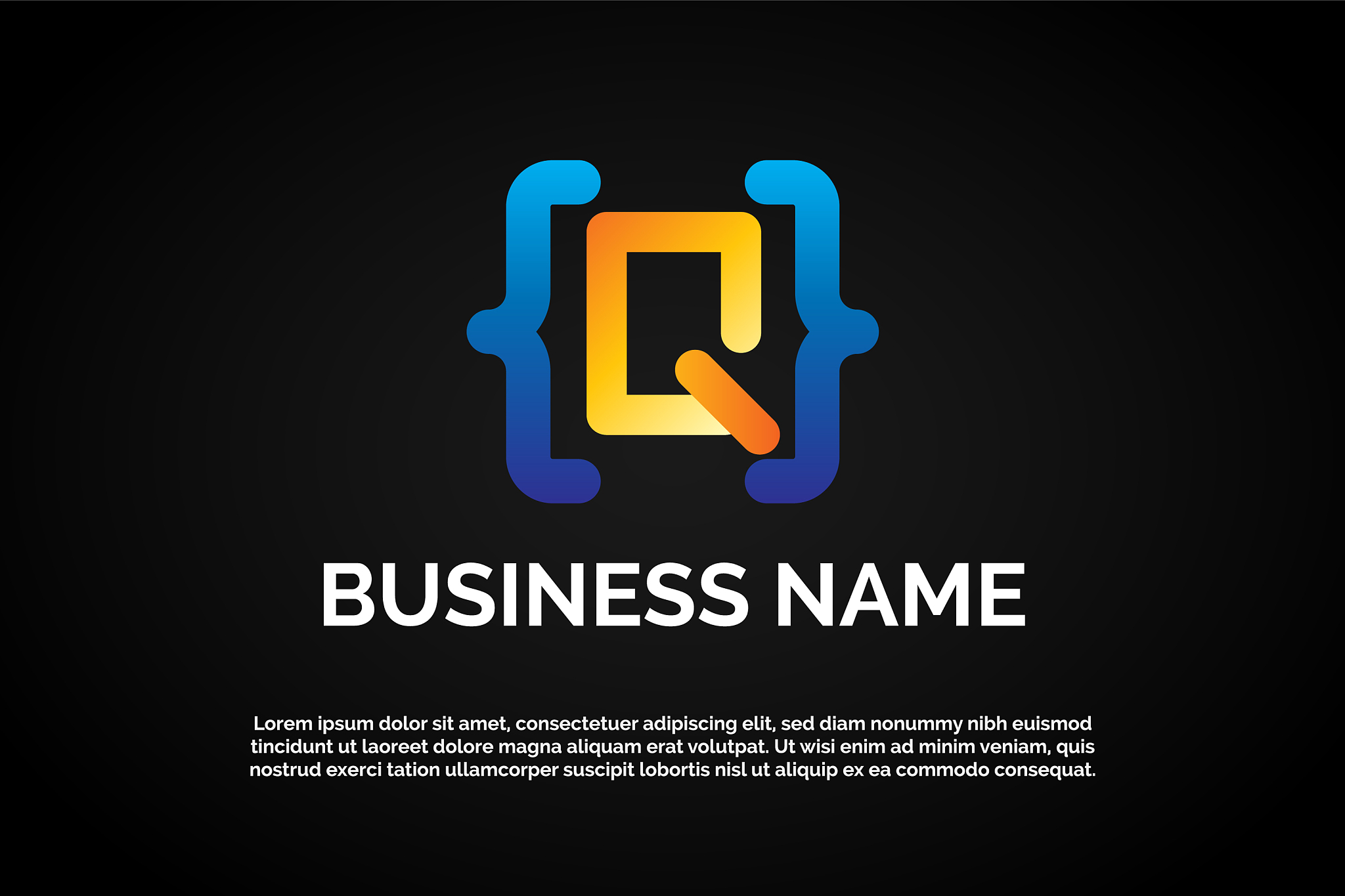 coding logo template letter q