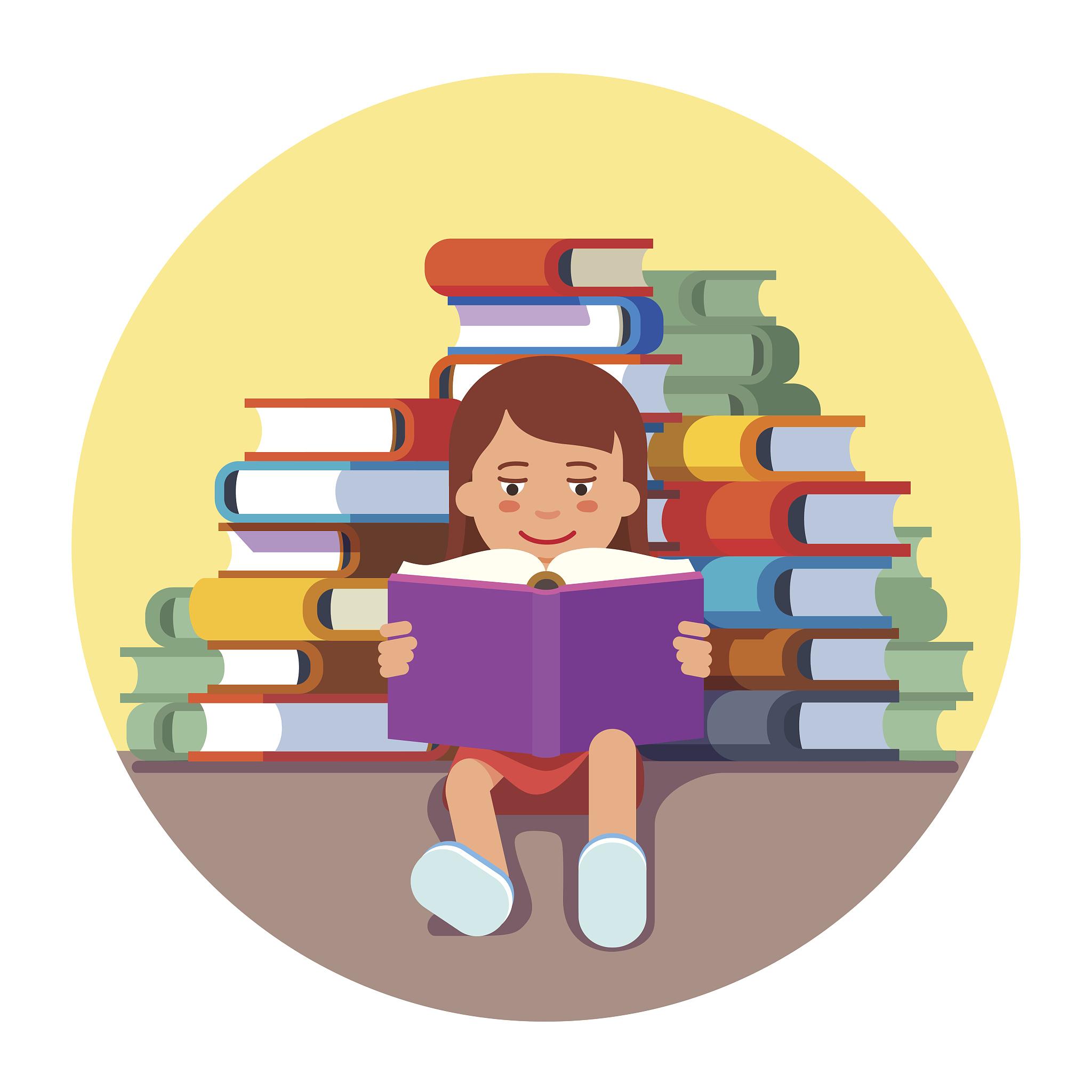cute girl sitting and reading a book
