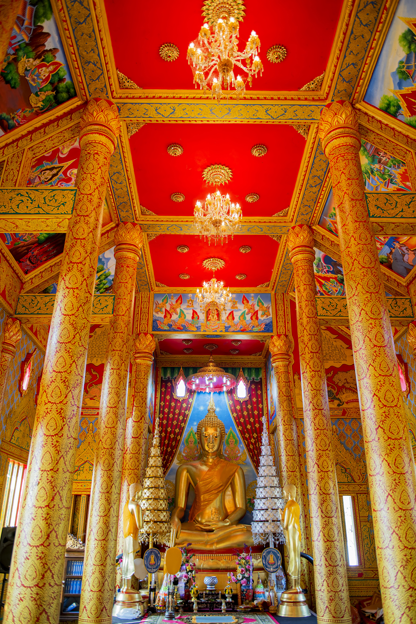golden buddha statue in temple ,thailand