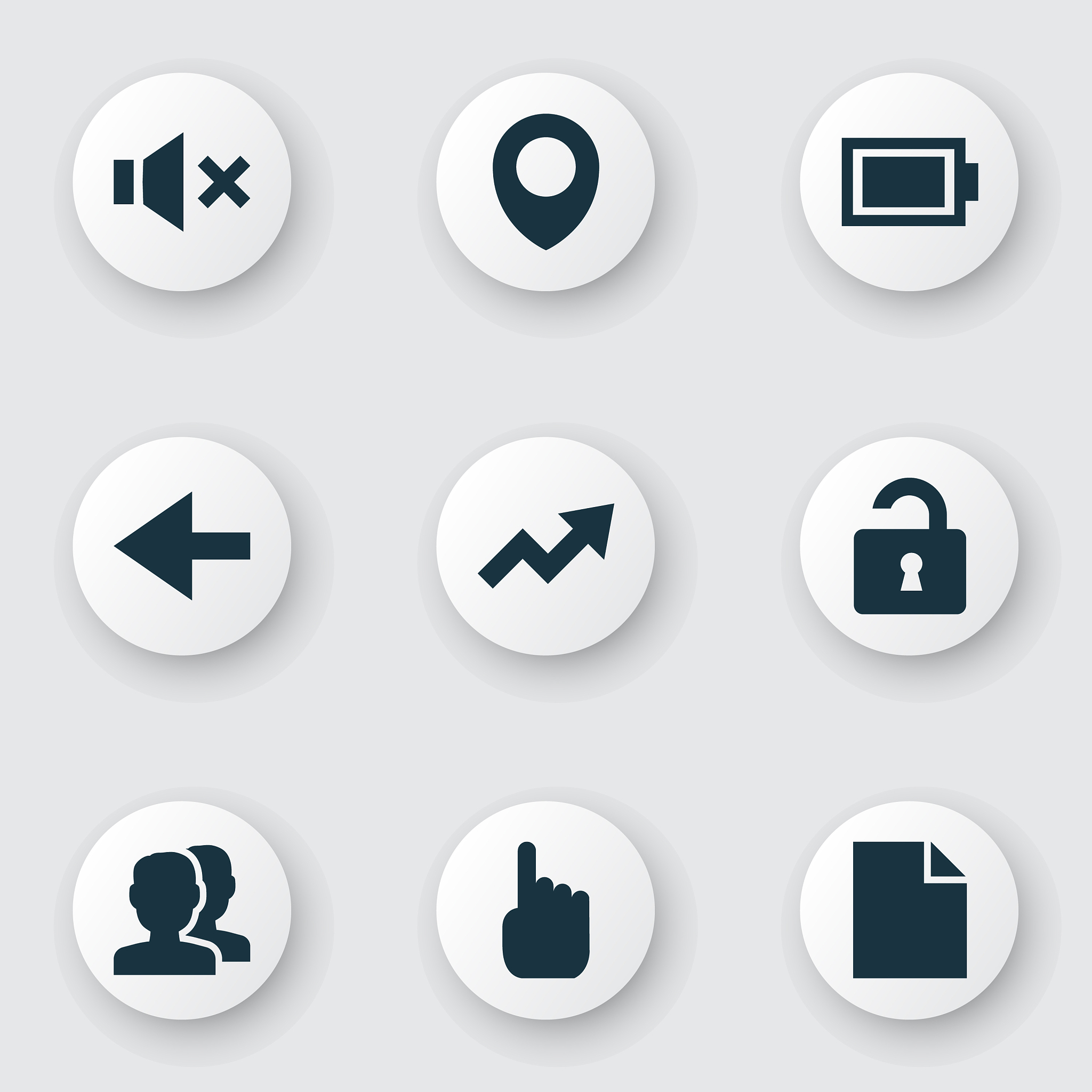 interface icons set with charge people open and