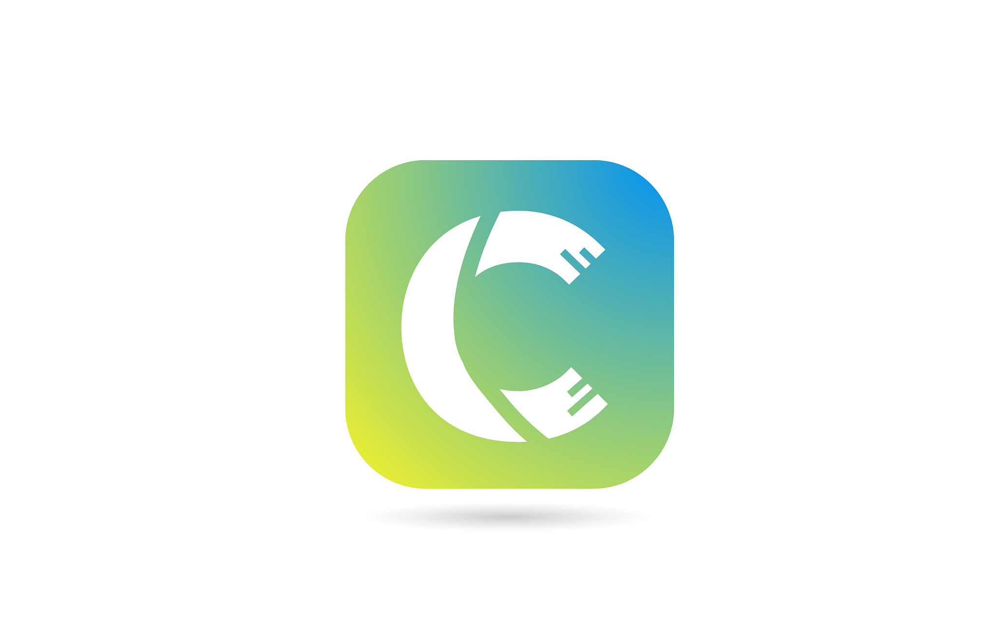 green blue c alphabet letter logo icon design
