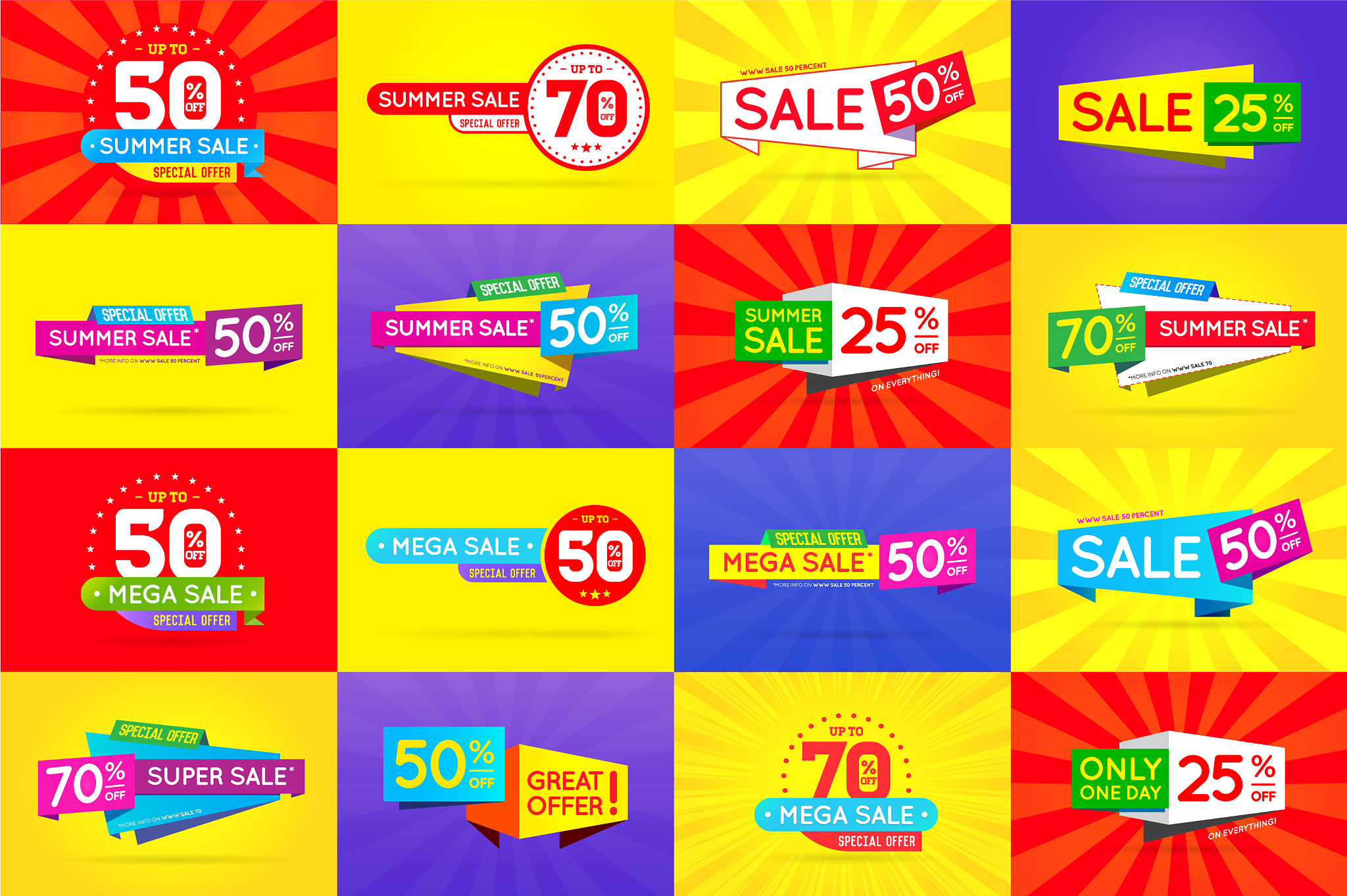 set of sale signs banners posters cards