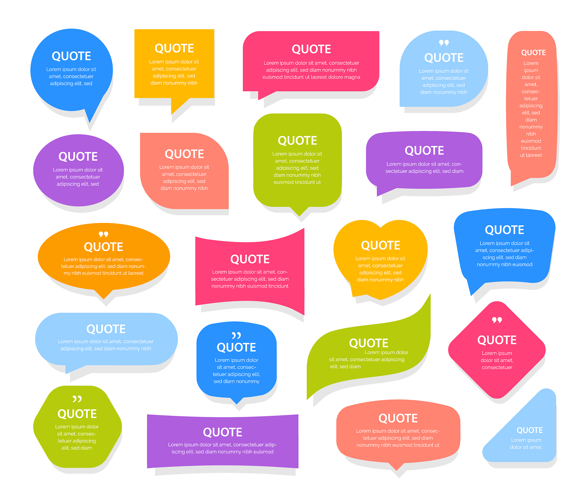 quote colorful frames textboxes blank template with the copy spa