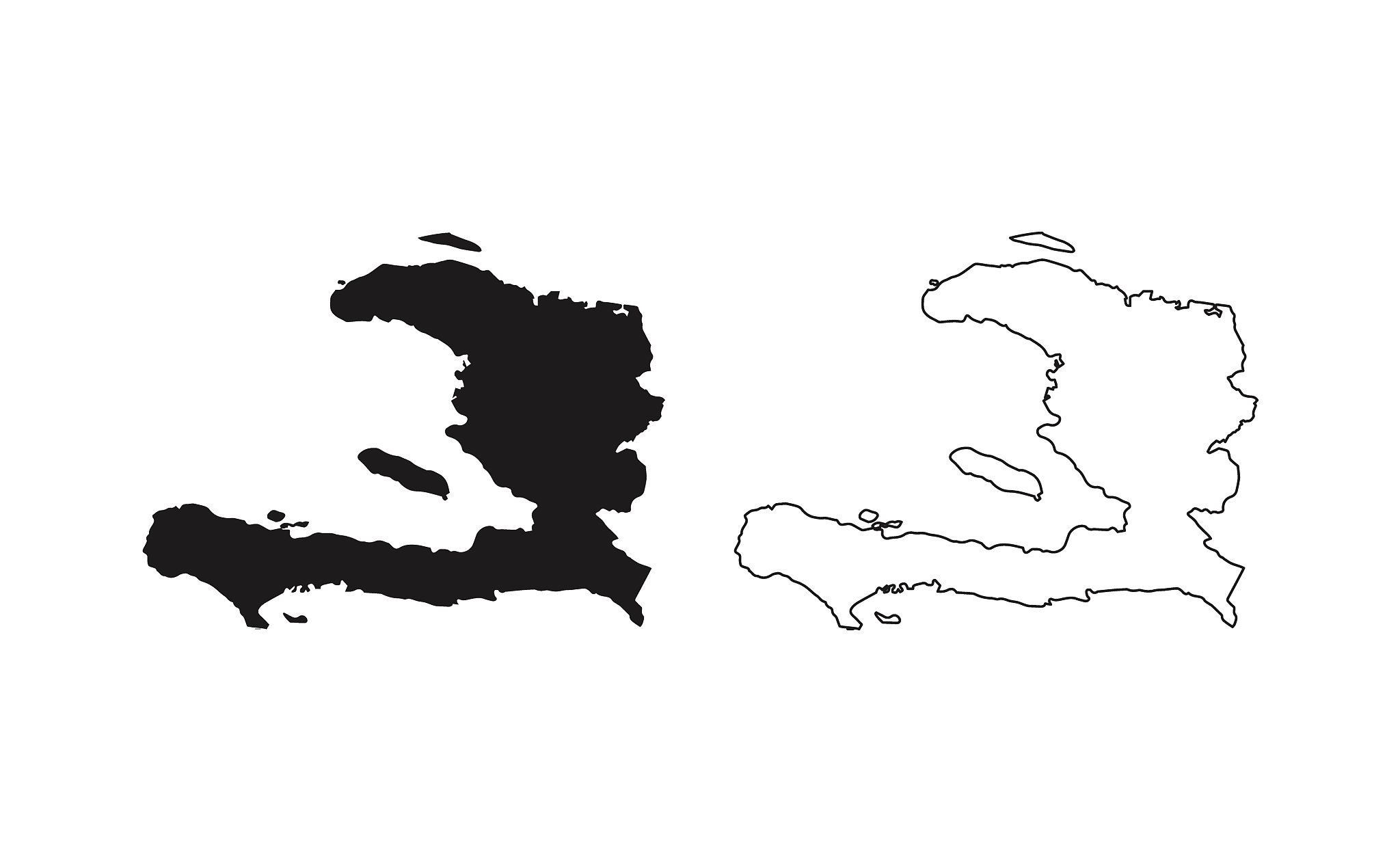 haiti map silhouette line country america map illustration vecto