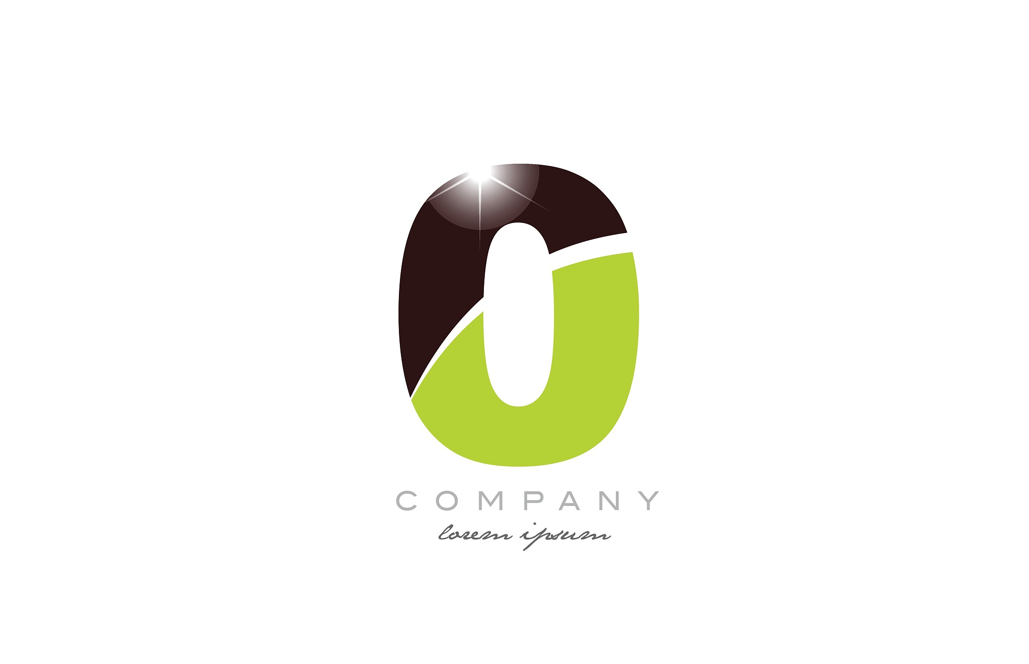 number 0 zero in green and brown color for logo icon design