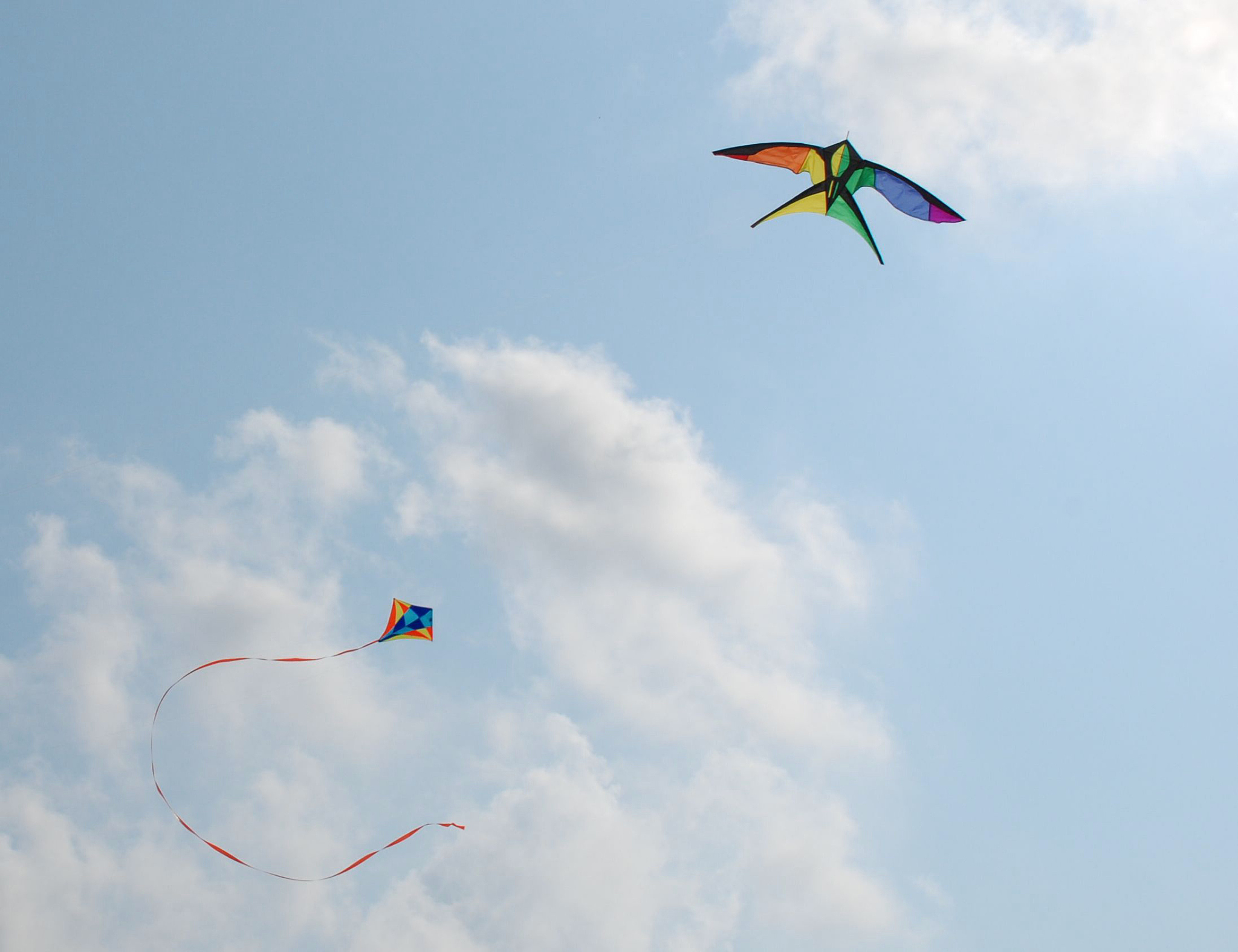 two kites in sky