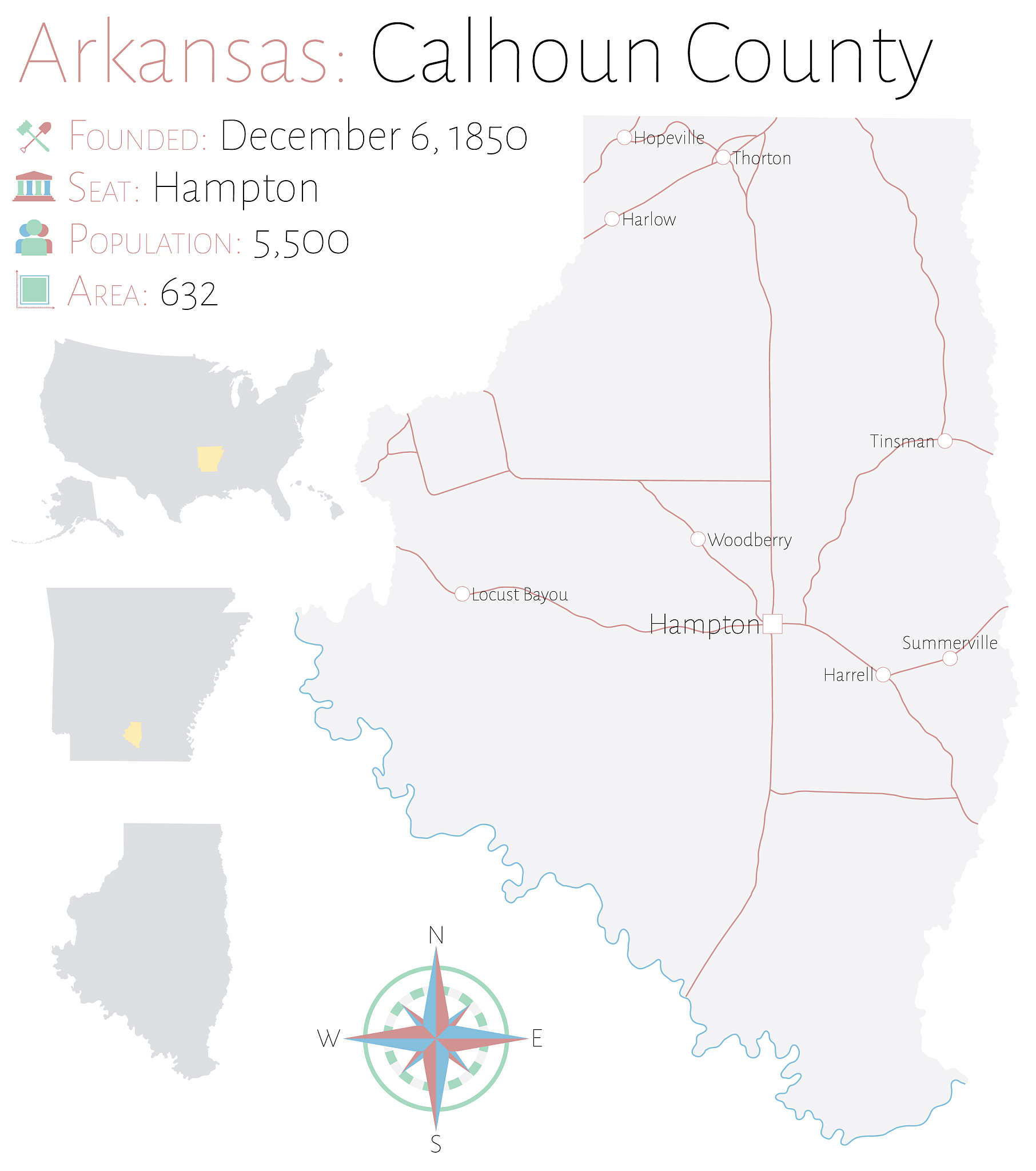 map calhoun county in arkansas