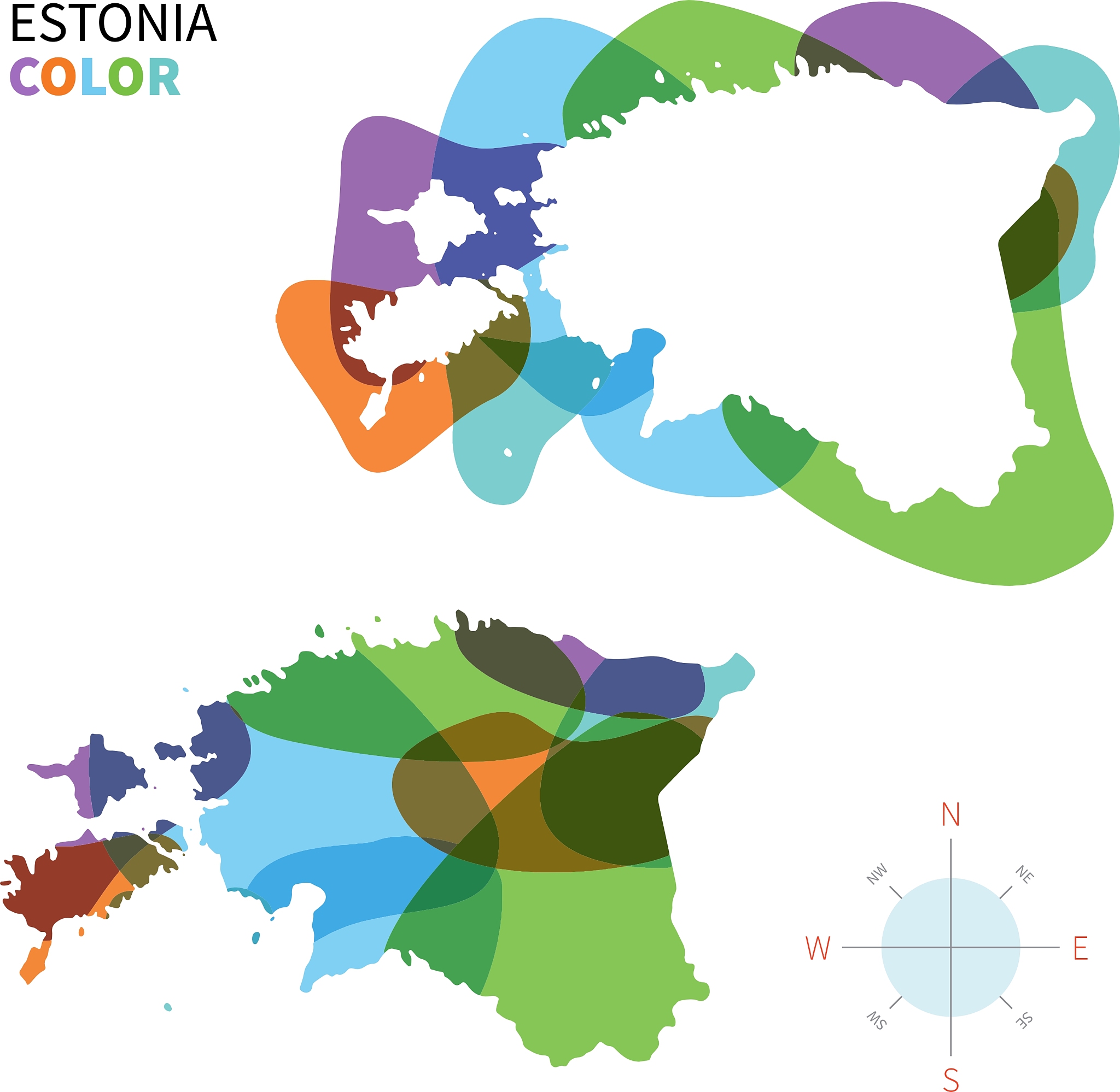 abstract color map of estonia