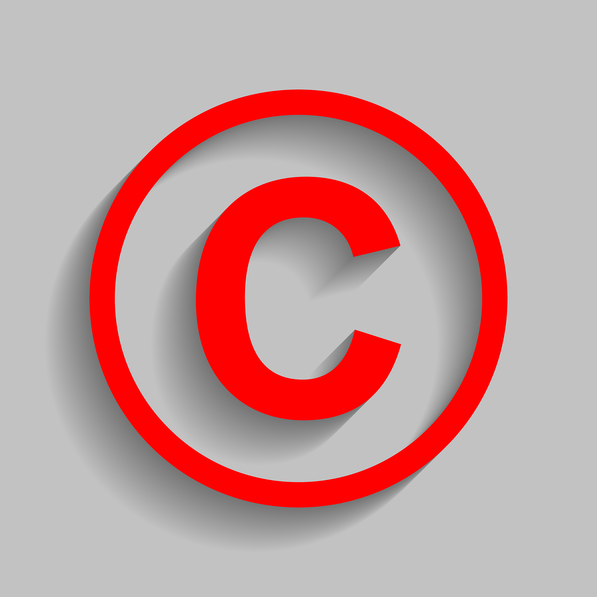 copyright sign red icon with