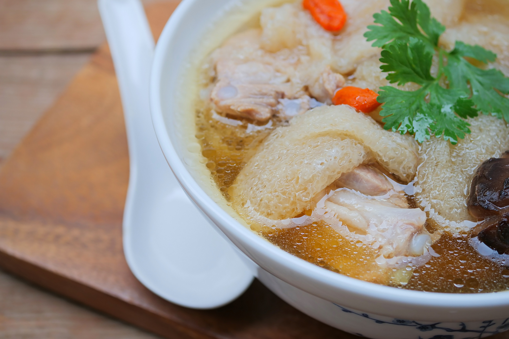 braised pork soup with chinese herb and bamboo,bamboo mushroom s