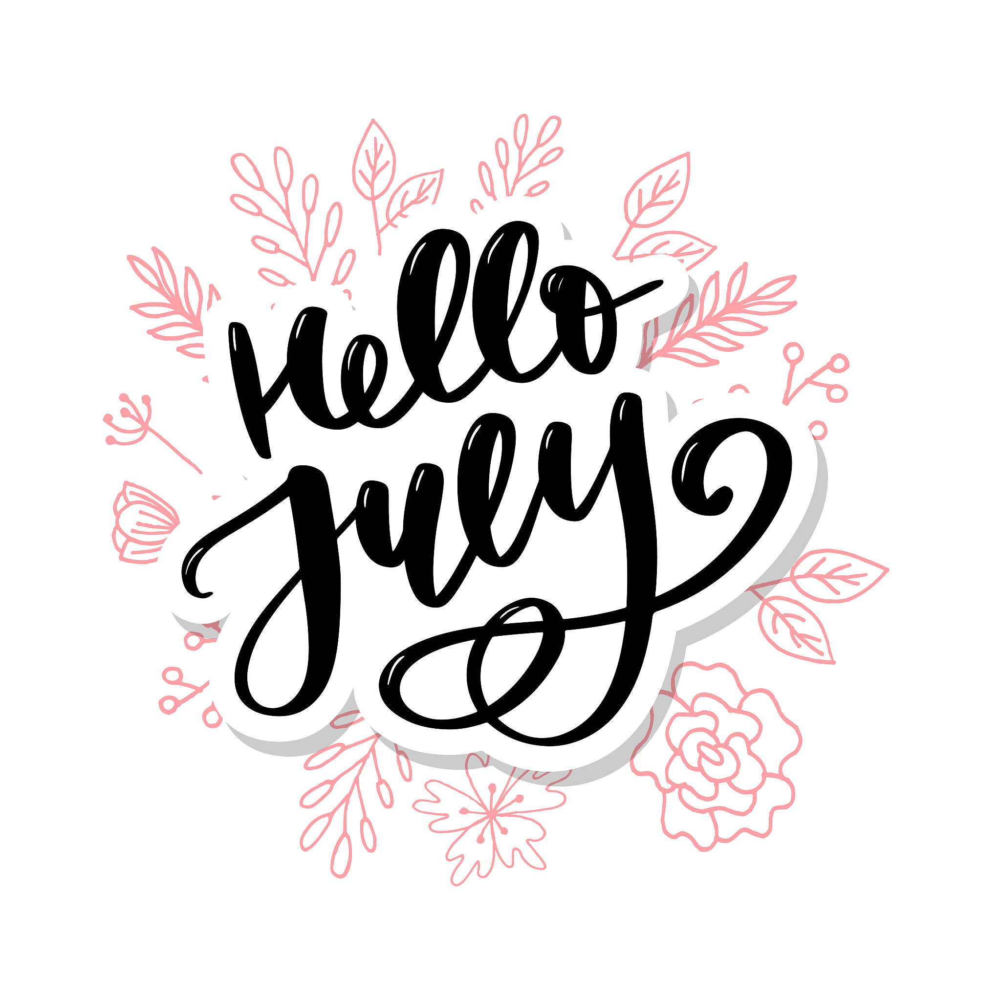 hello july lettering print. summer minimalistic illustration. is