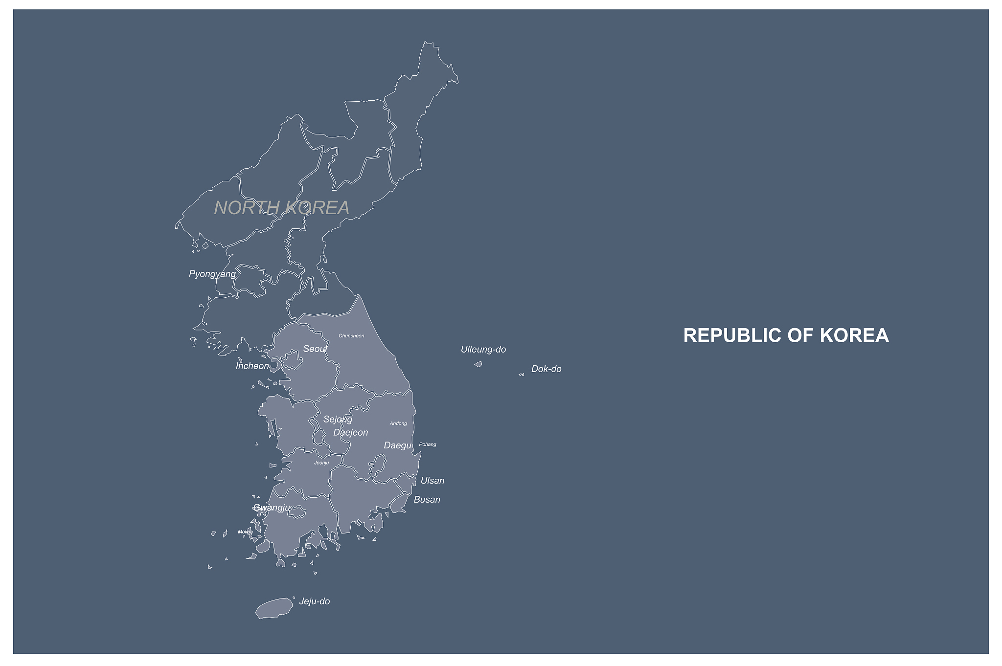 south korea vector map. korean peninsula map.