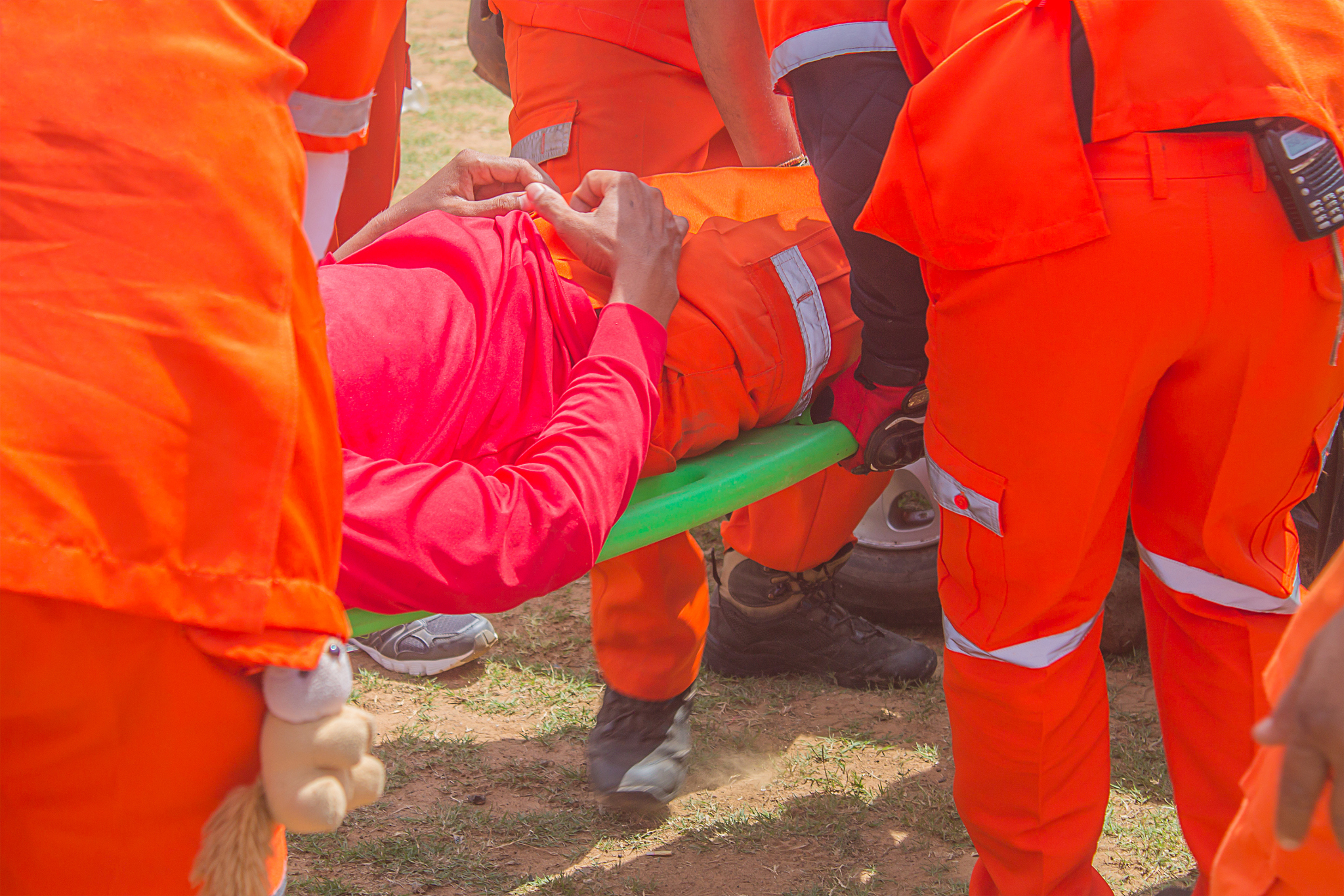 team of emergency medical services at work