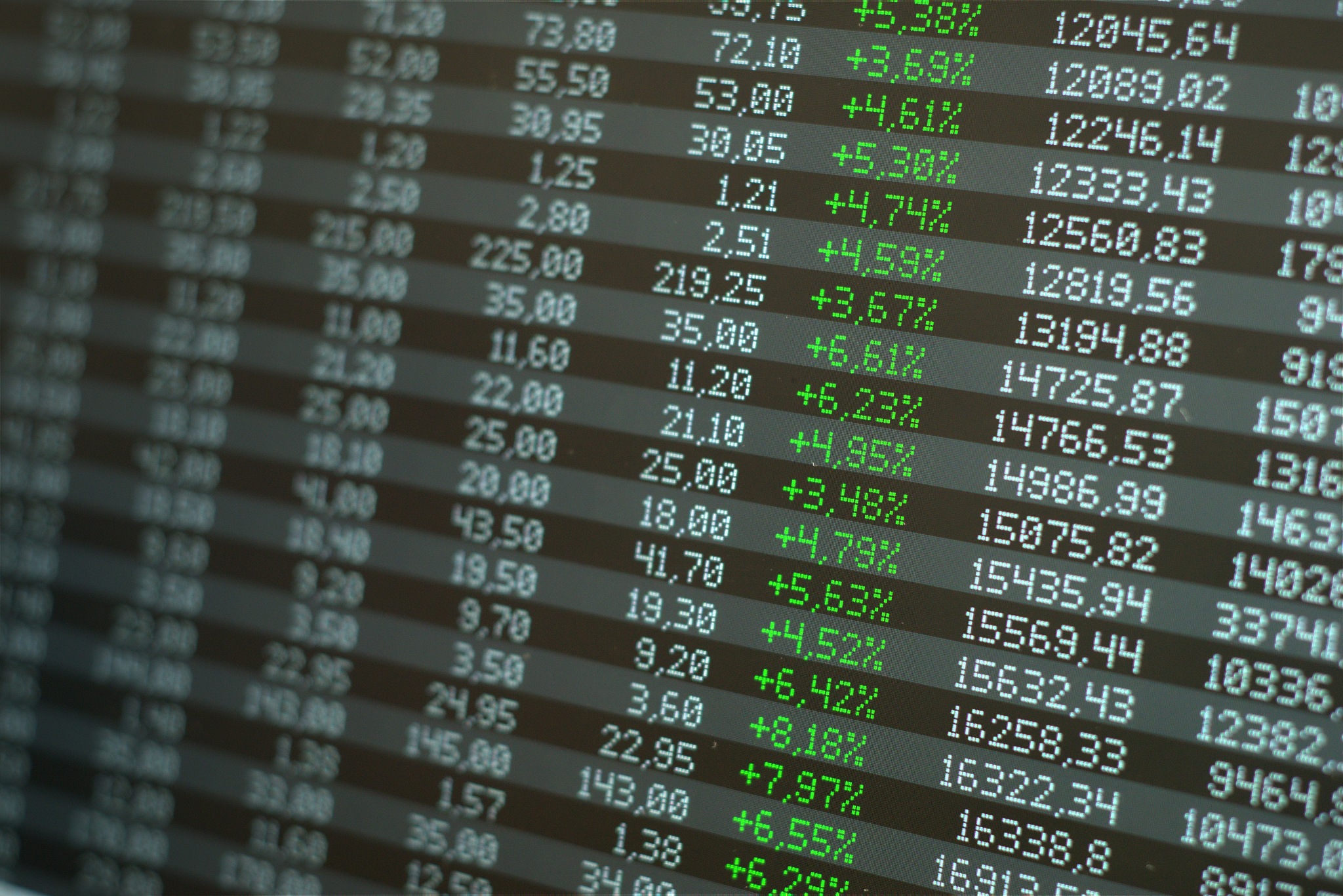 stock market boom, skyrocketing prices. green numbers across the