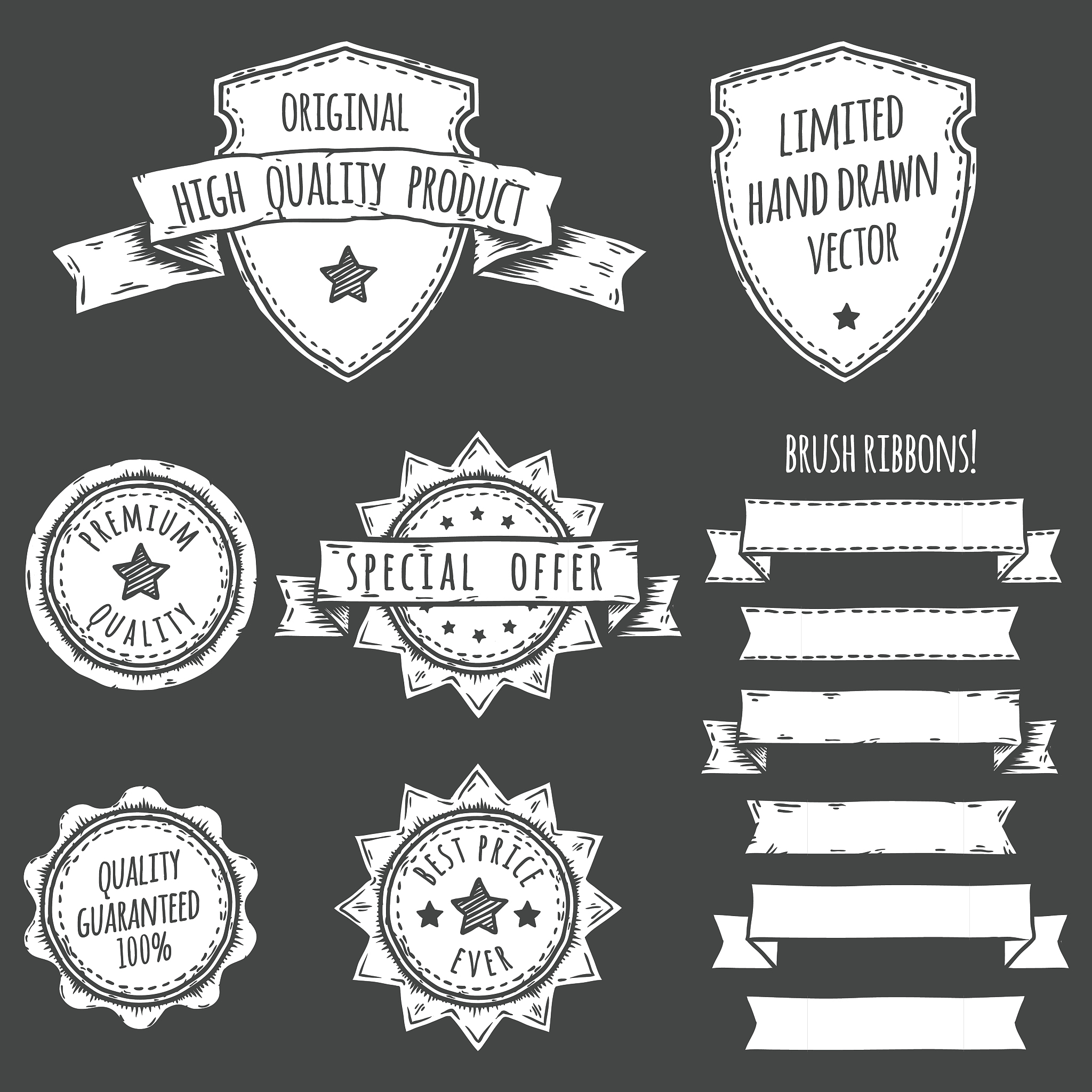 set of banners, ribbons and logo illustrations.