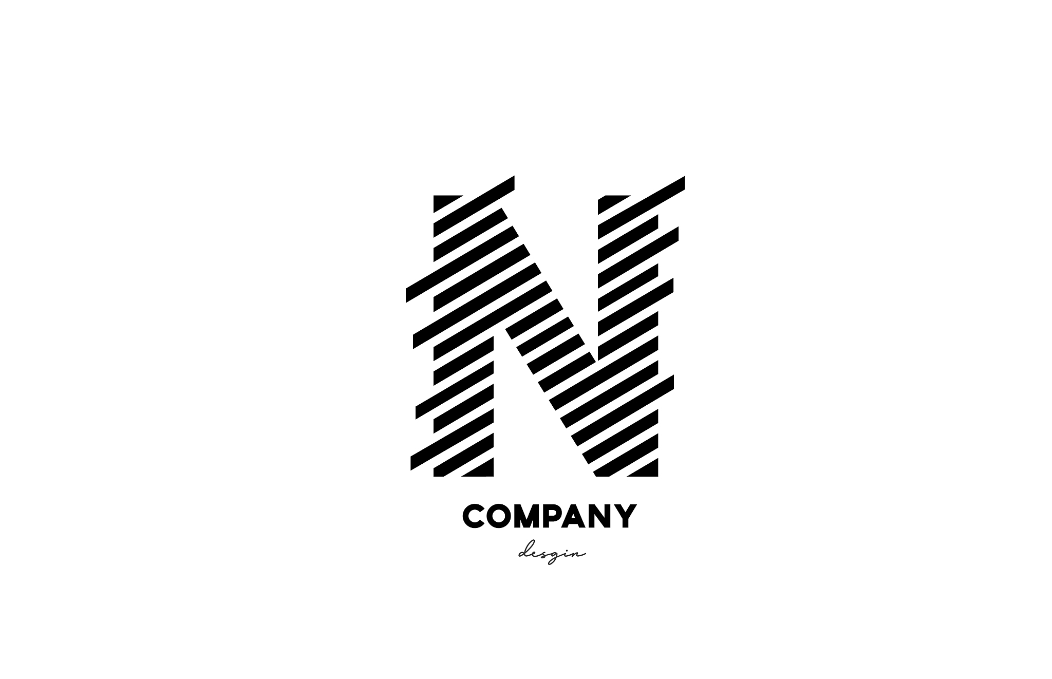 black and white n alphabet letter logo design