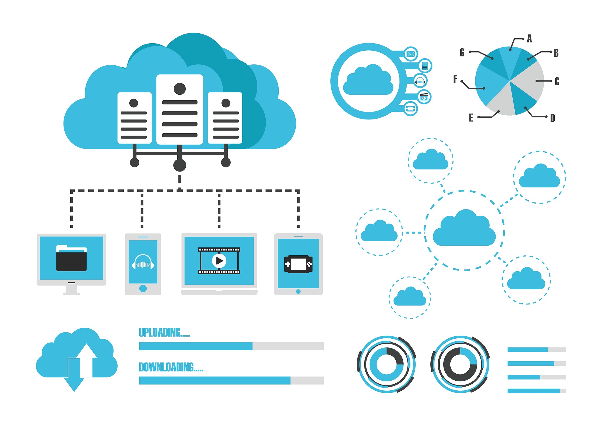 isolated cloud infographics