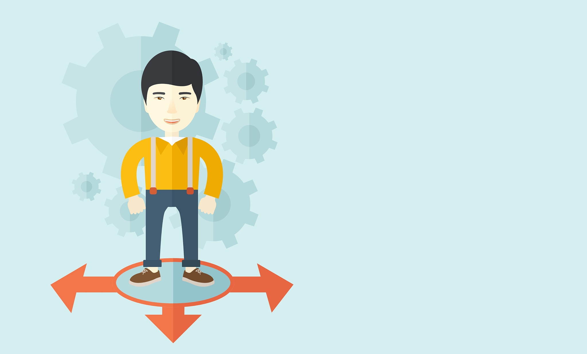 businessman standing on three arrows