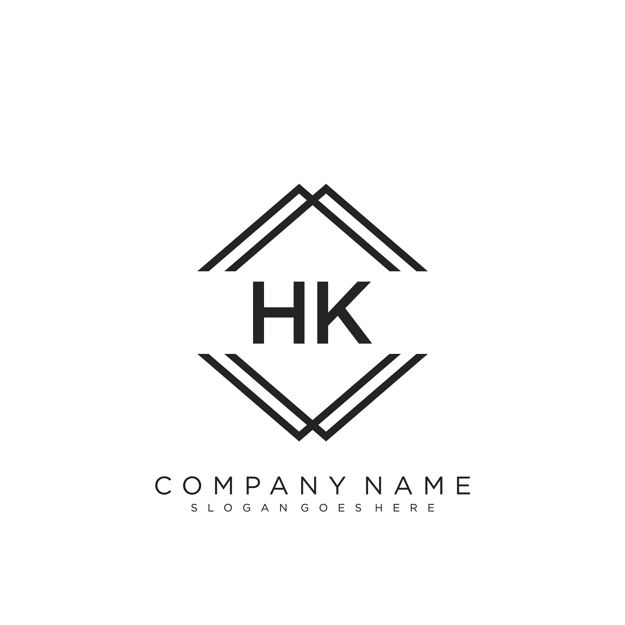 hk initial handwriting logo design