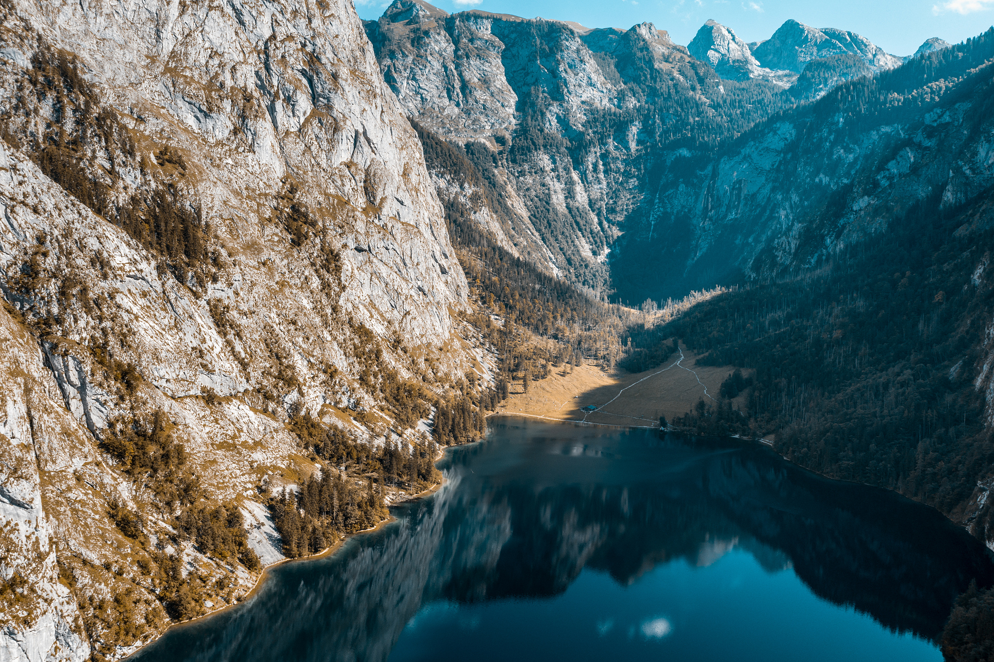 drone view of knigssee, bavaria