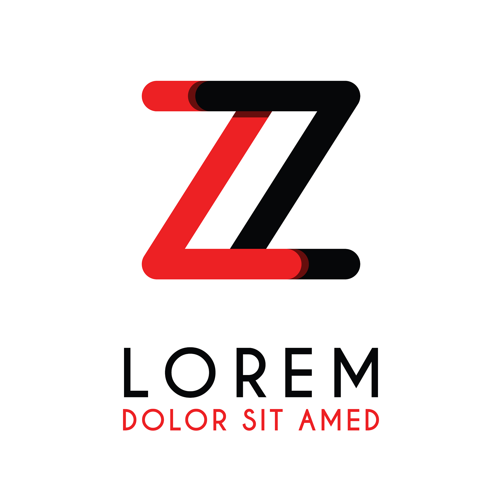 initial letter zz with red black and has rounded