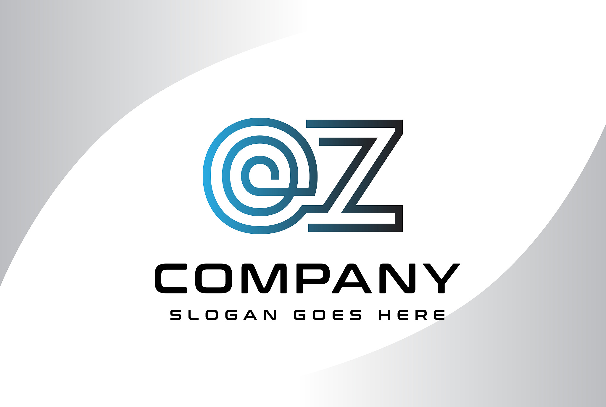 blue black gradient initial letter oz logo vector template