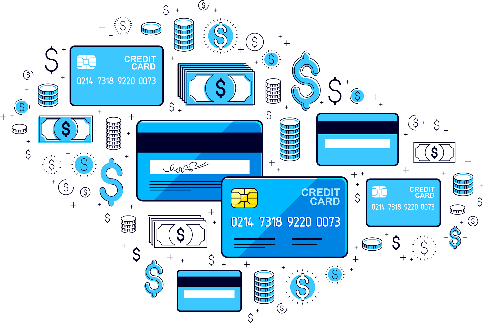 credit card and financial icon set banking credit