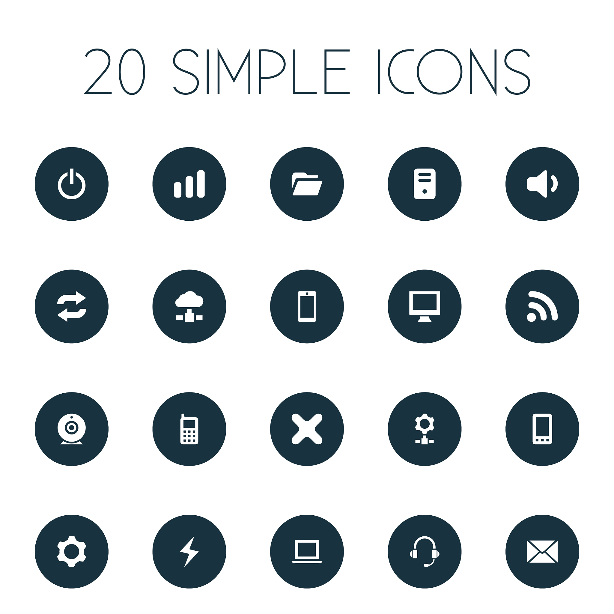 set of simple technology icons