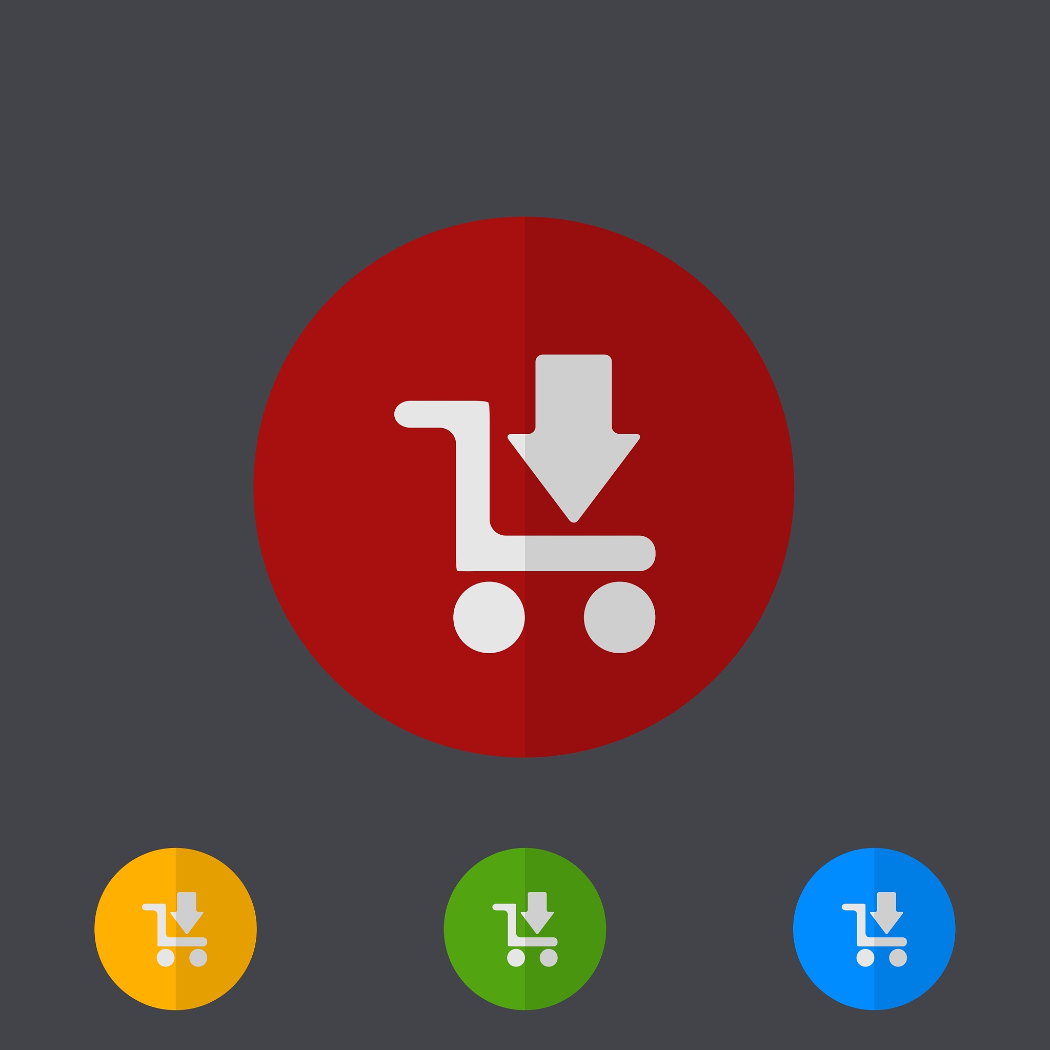 modern circle icons set on gray