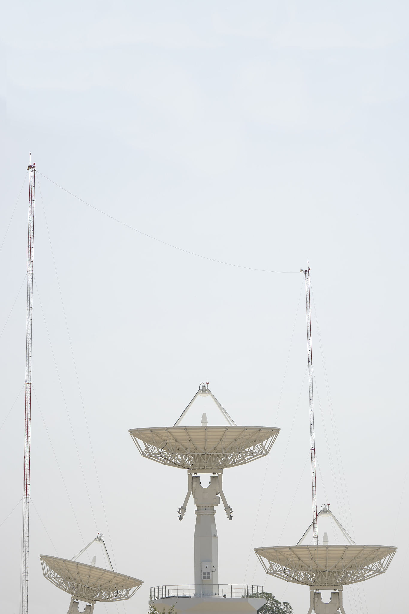 three satellite dish with clear sky