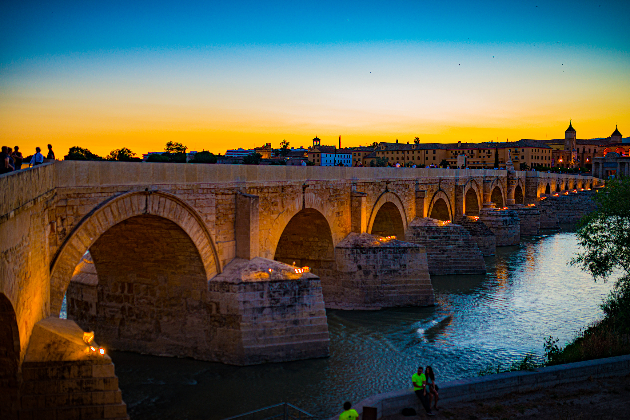 mosque-cathedral and roman bridge of cordoba, andalusia, spain