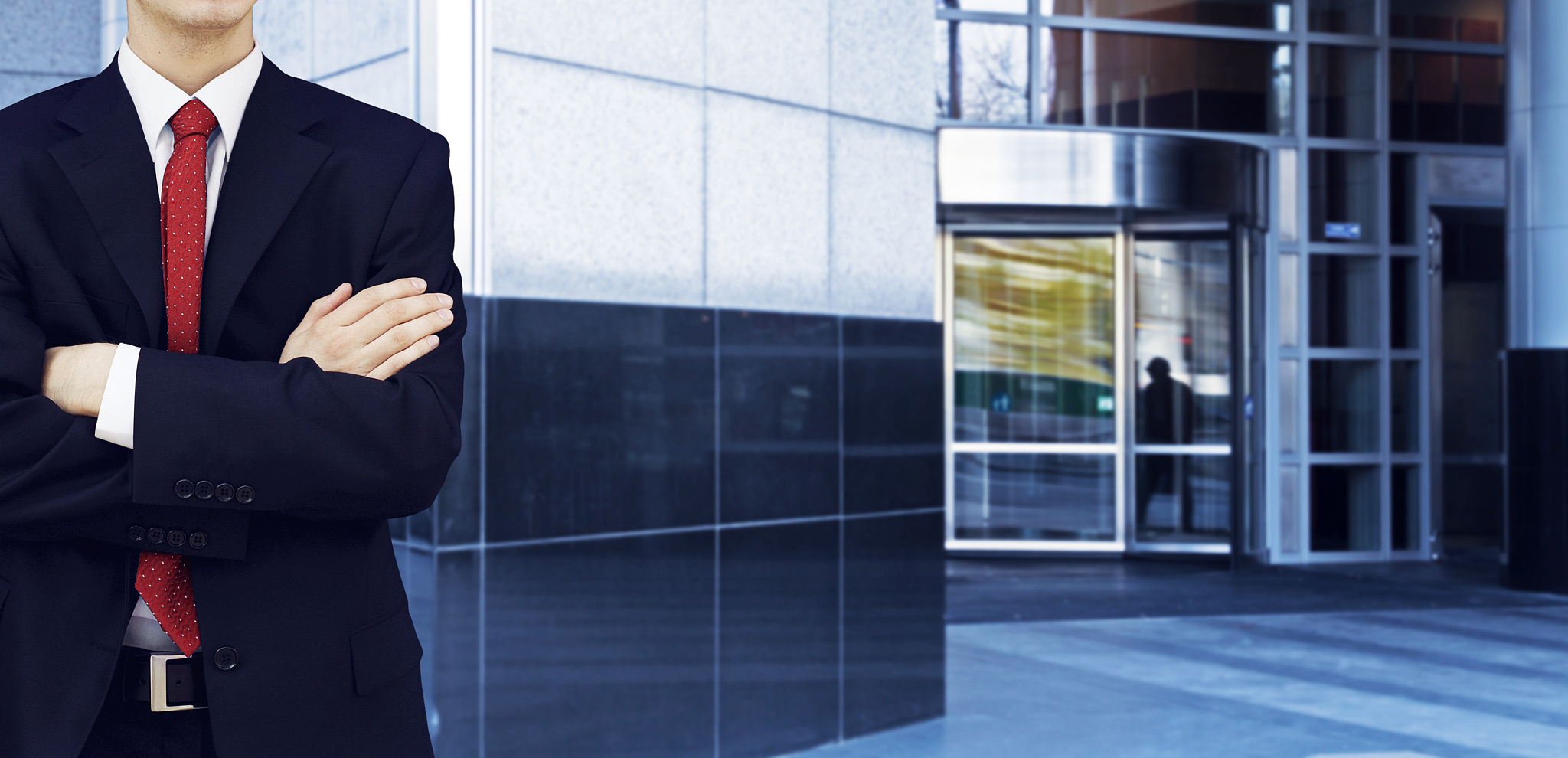 businessman and bank office building