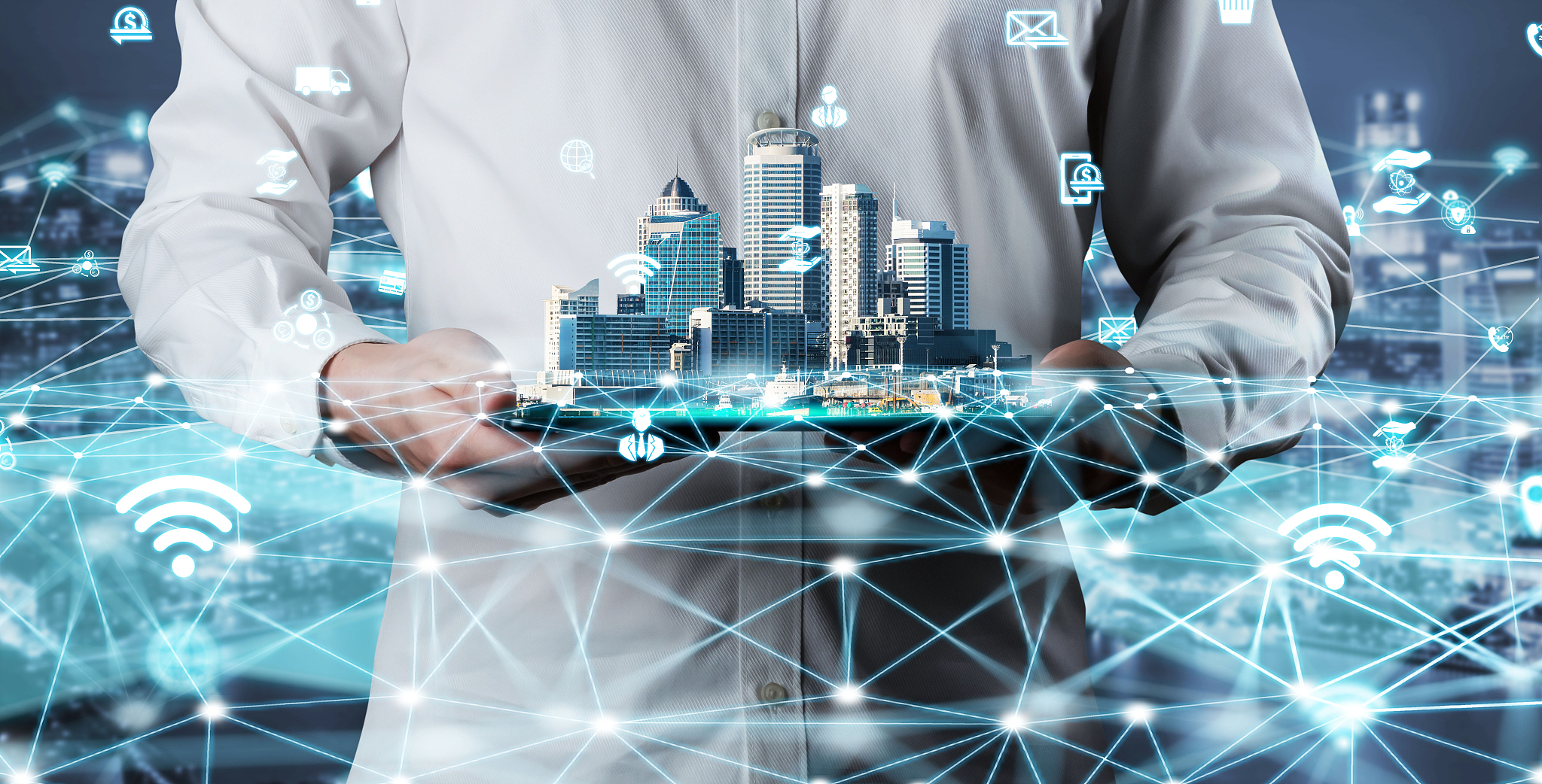 the modern creative communication and internet network connect i