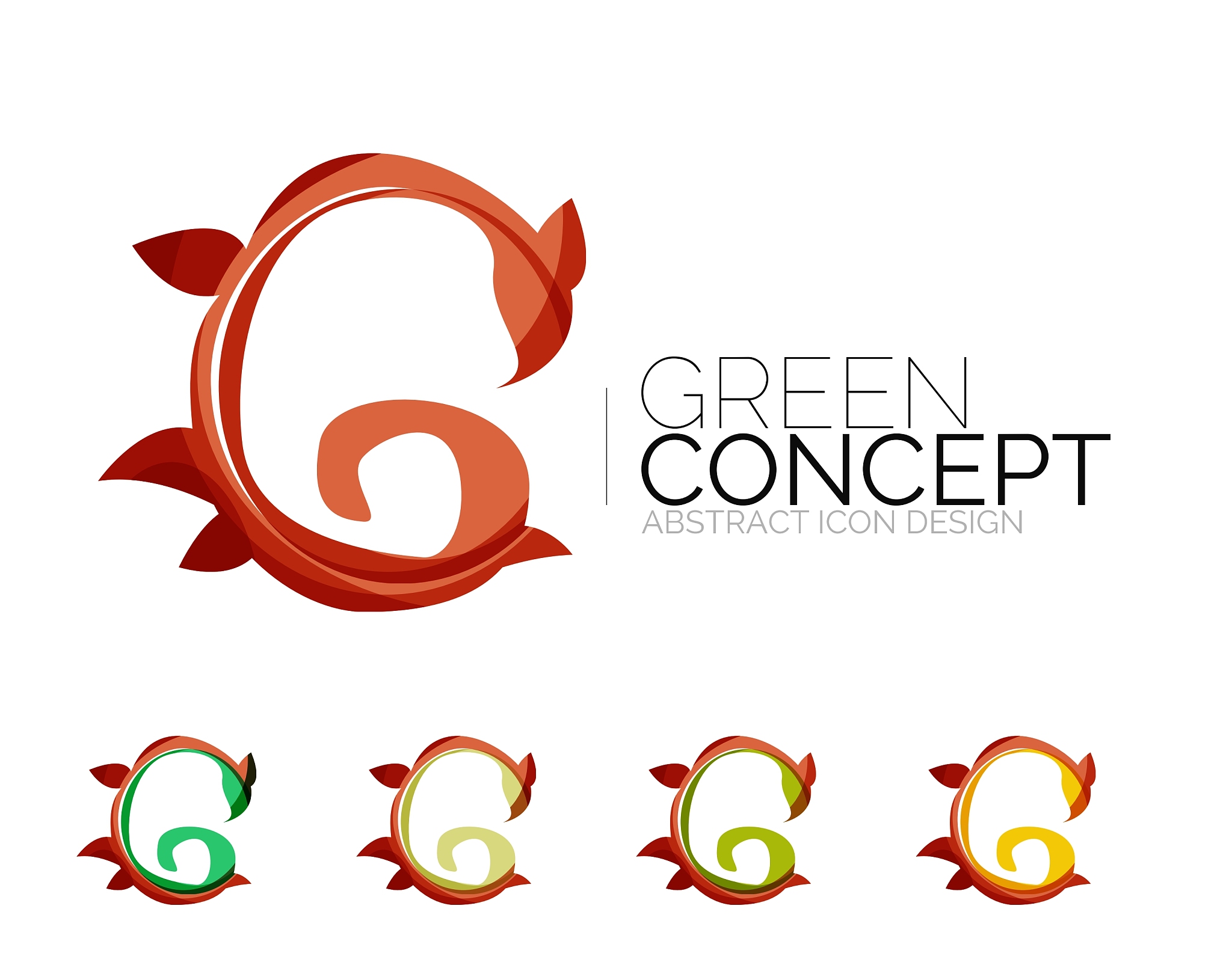 set of abstract eco plant icons business logotype